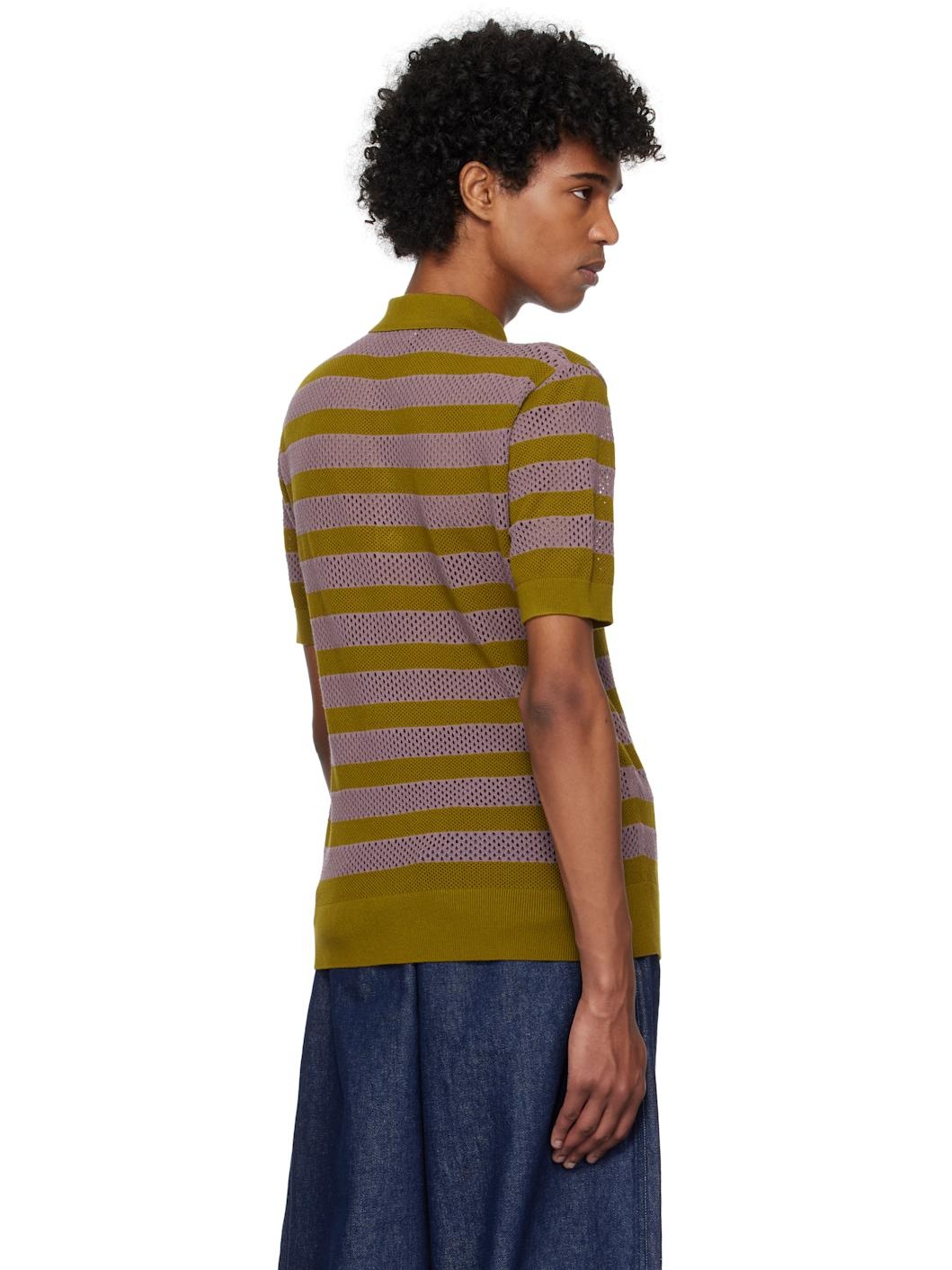 Green & Purple Striped Polo - 3