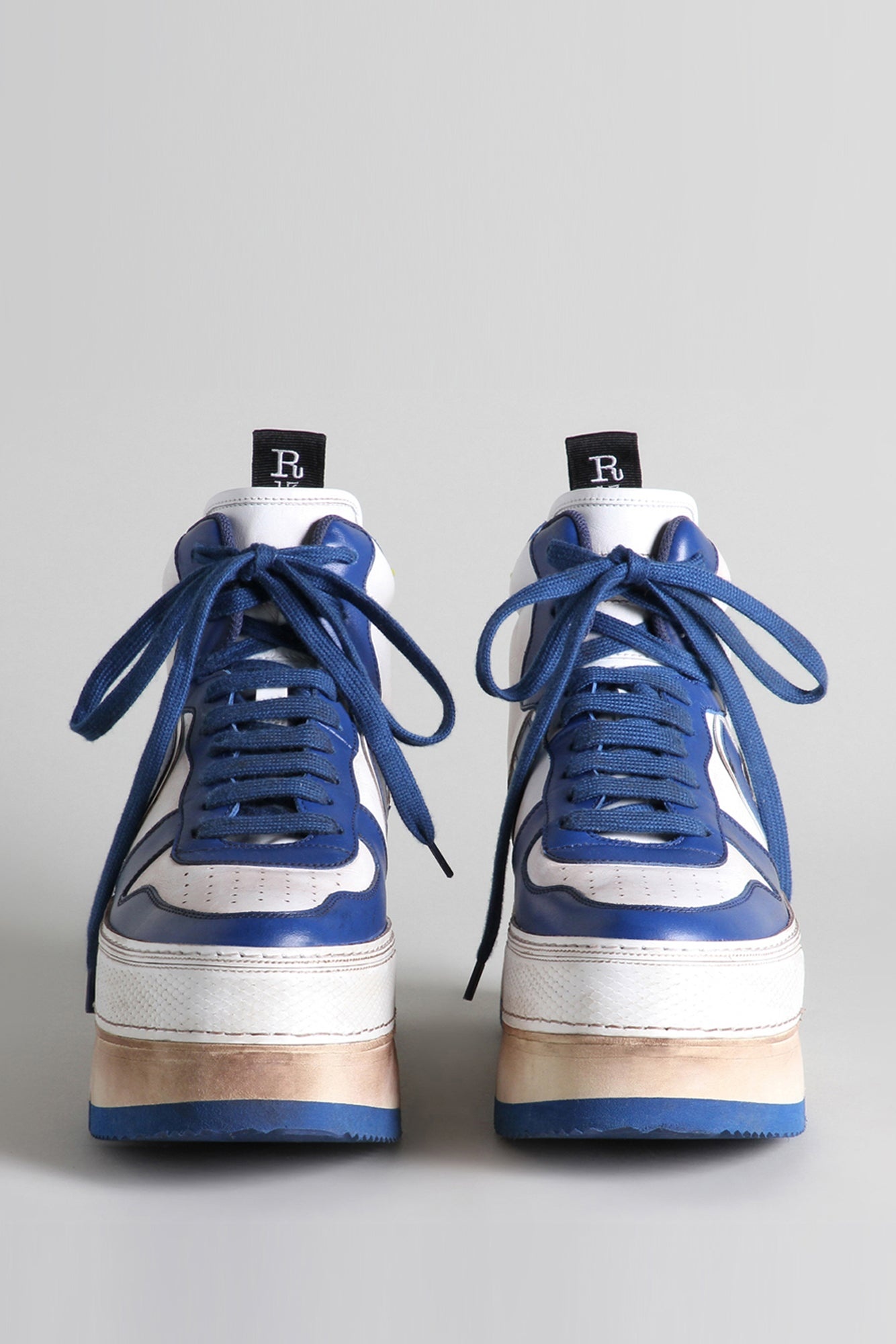 The Riot Leather High Top - Blue and White | R13 Denim Official Site - 2