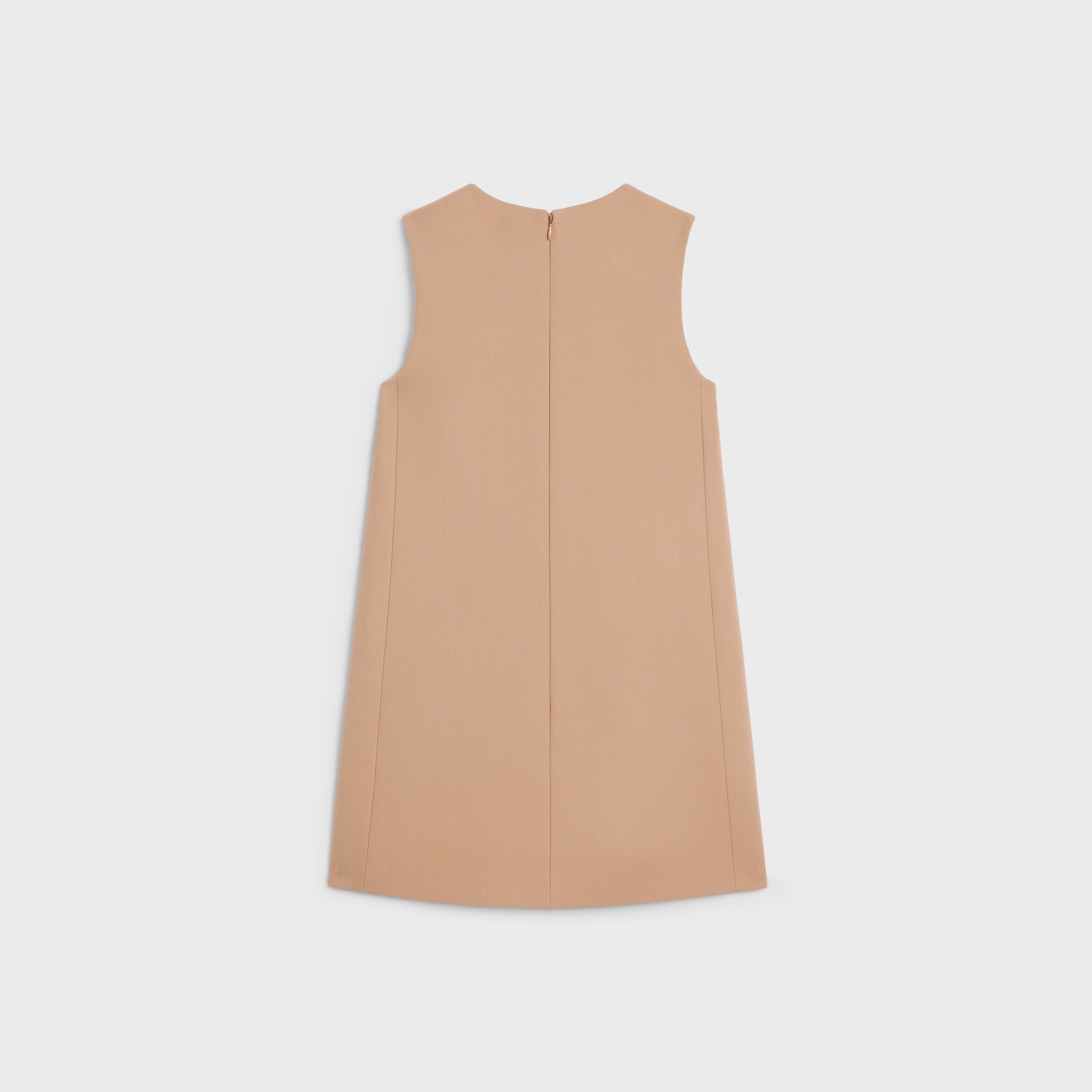 trapeze mini dress in wool sablé - 2