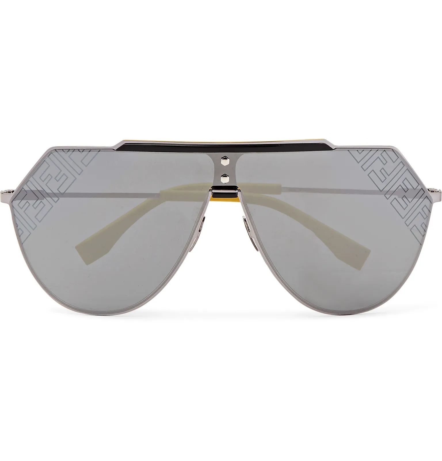 D-Frame Logo-Print Silver-Tone Mirrored Sunglasses - 1