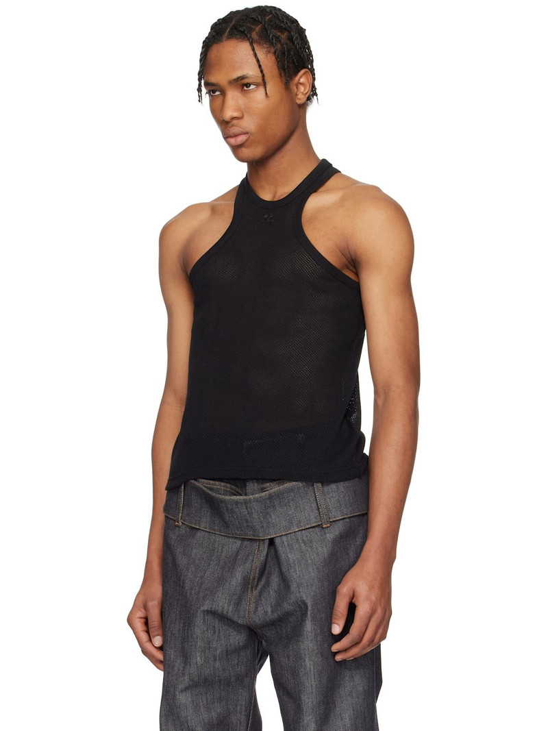 courrèges Black Scuba Mesh Tank Top outlook