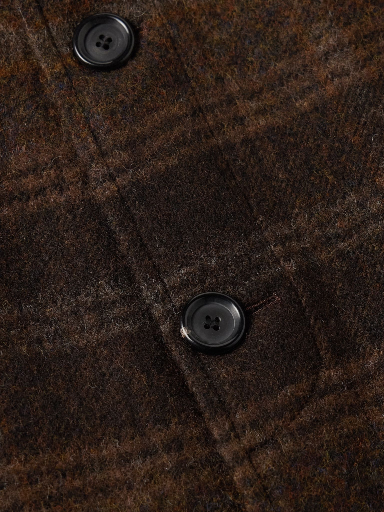 Grandpa Belted Checked Wool-Felt Coat Brown - 4