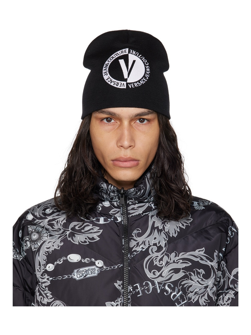 Black Embroidered Beanie 1