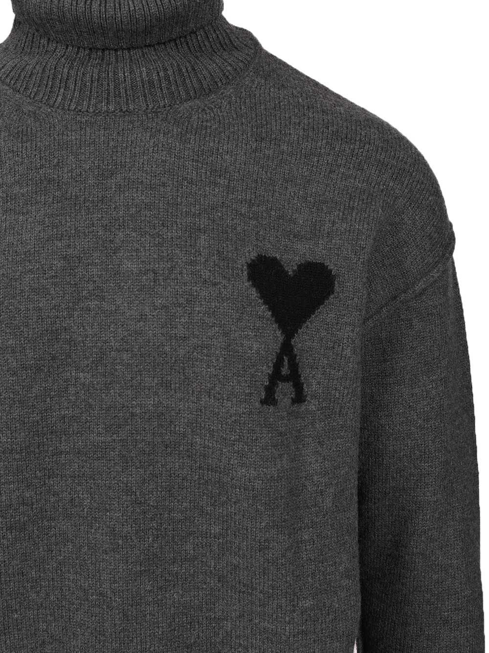 Ami De Coeur Turtleneck Sweater Sweatshirts Grey - 4