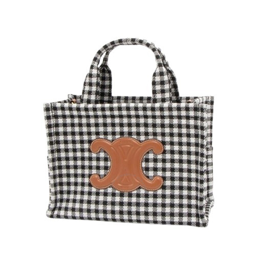 Celine Small Cabas Thais In Vichy Textile And Calfskin - 1