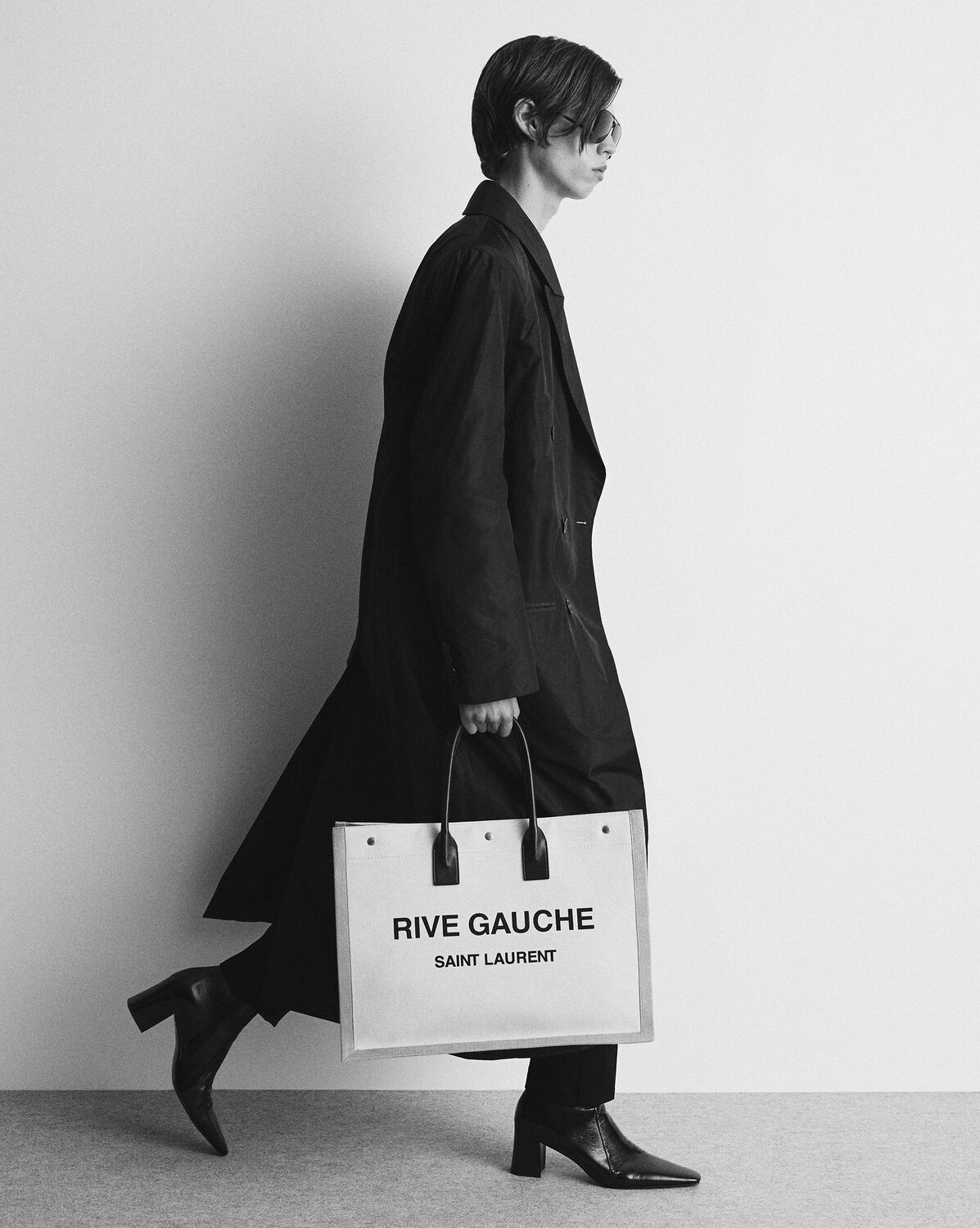 RIVE GAUCHE LARGE TOTE BAG IN PRINTED CANVAS AND LEATHER - 2