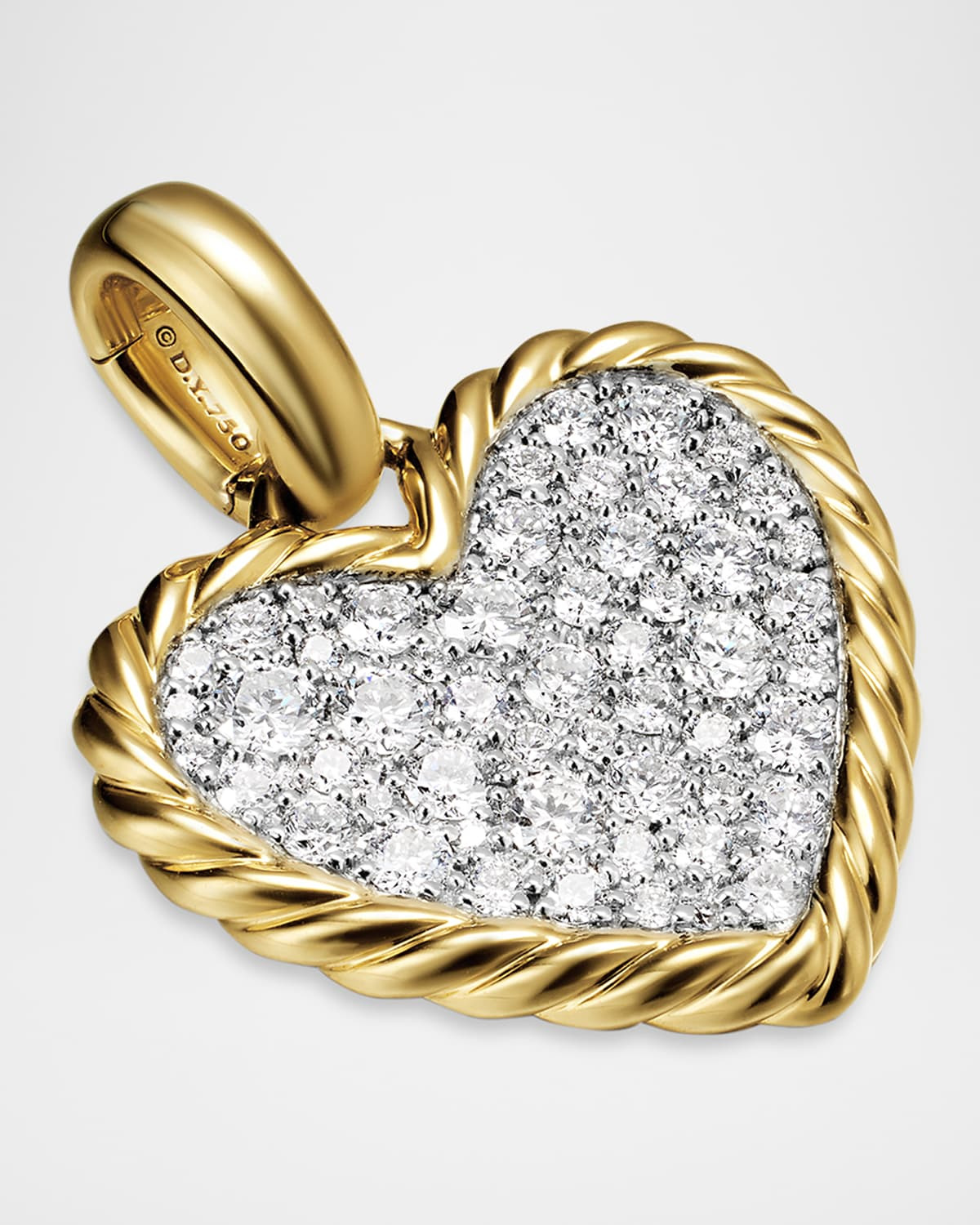 Pave Plate Heart Enhancer with Diamonds in 18K Gold , 17mm - 3