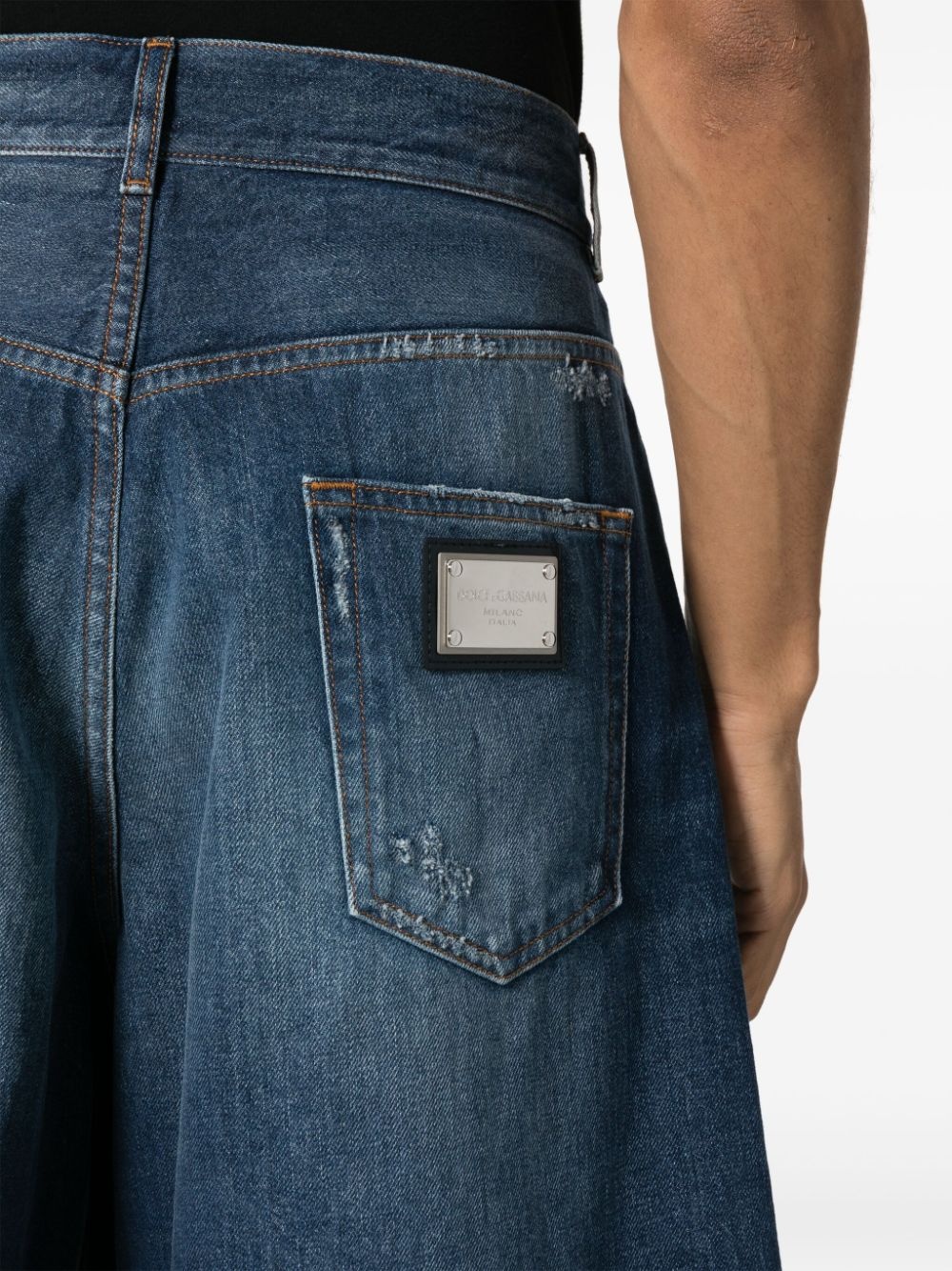 logo-plaque denim shorts - 5