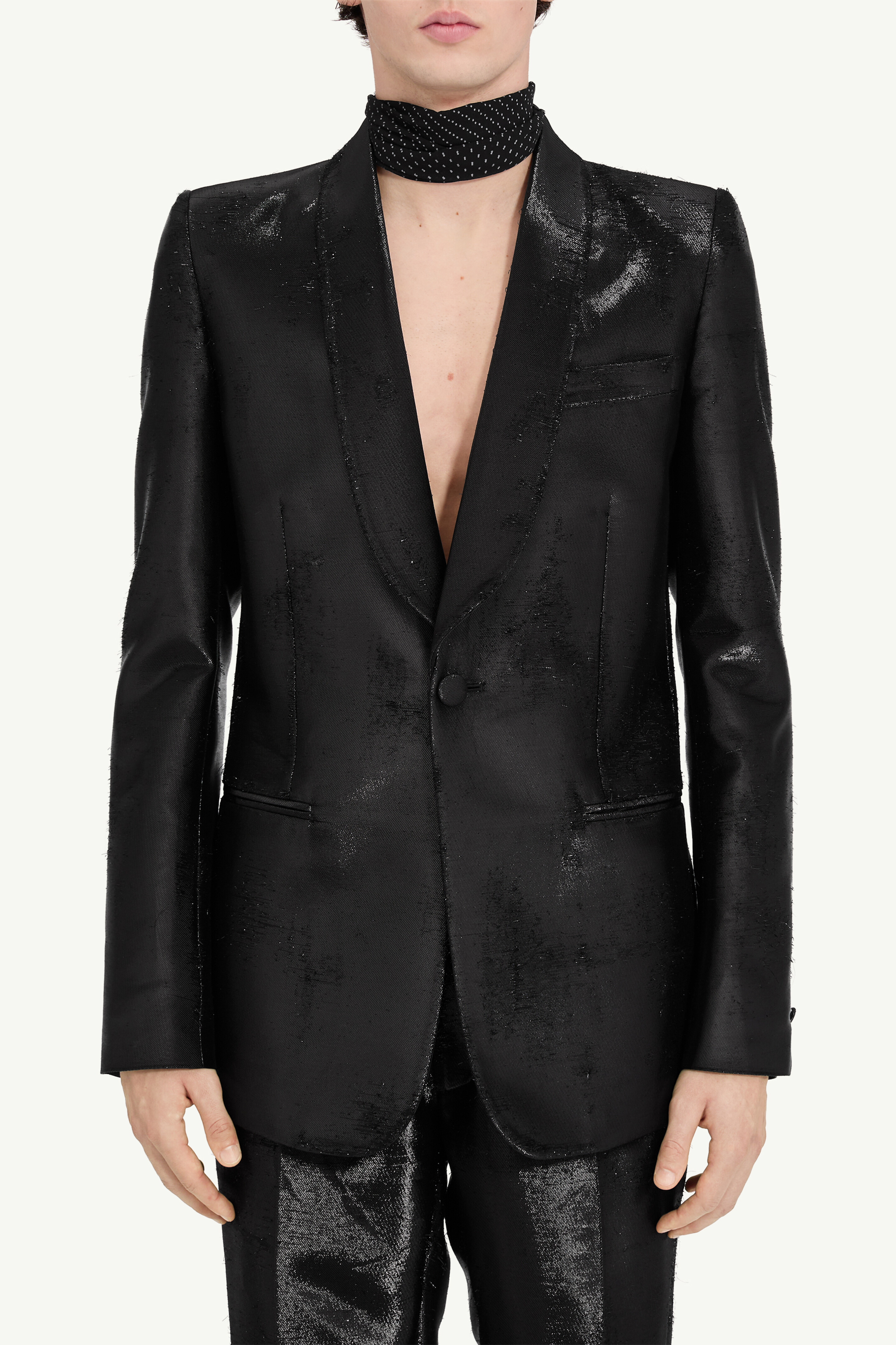 Distressed jacquard suit jacket - 5