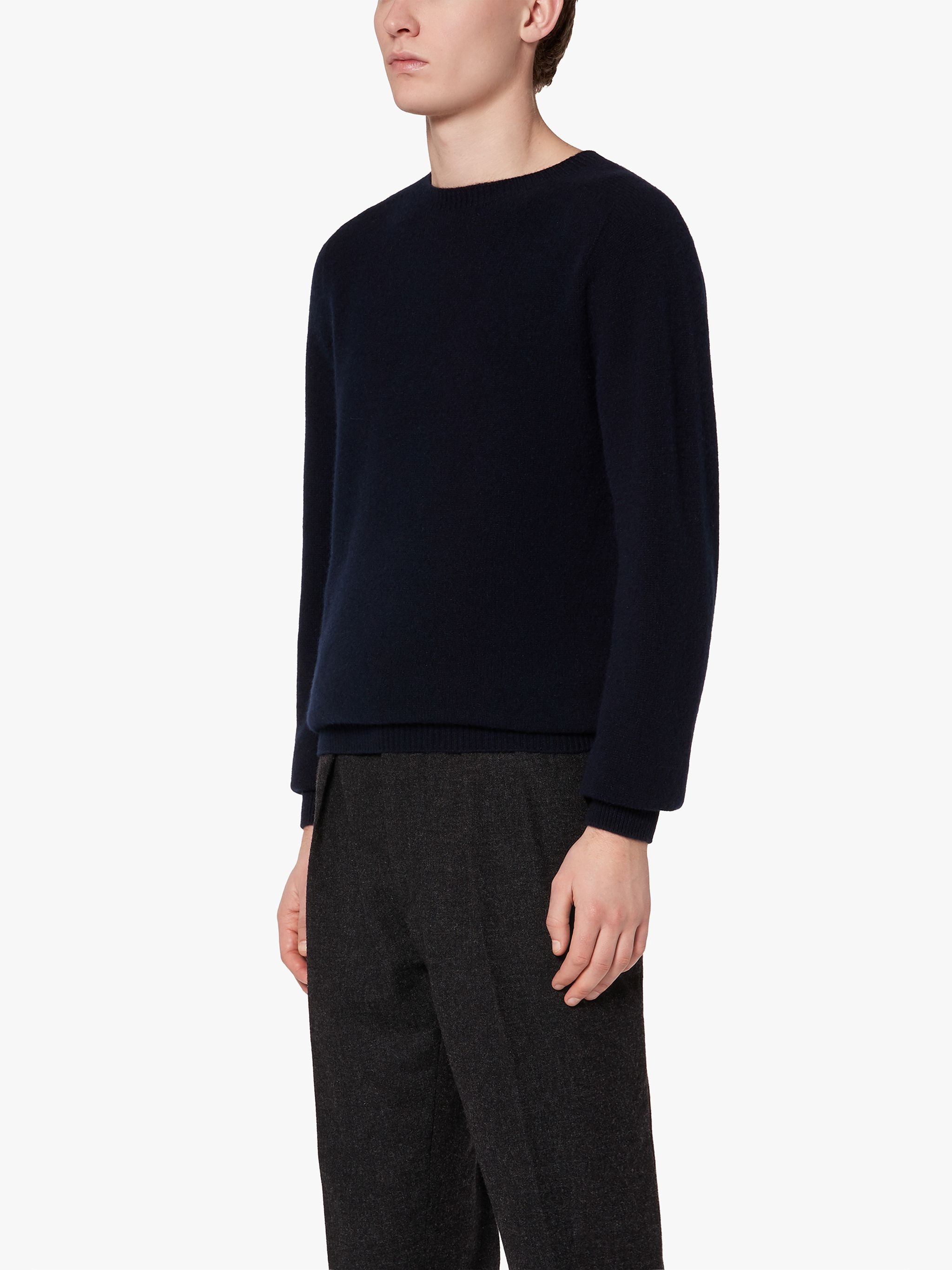 WOOLF NAVY WOOL & CASHMERE CREW NECK SWEATER - 3