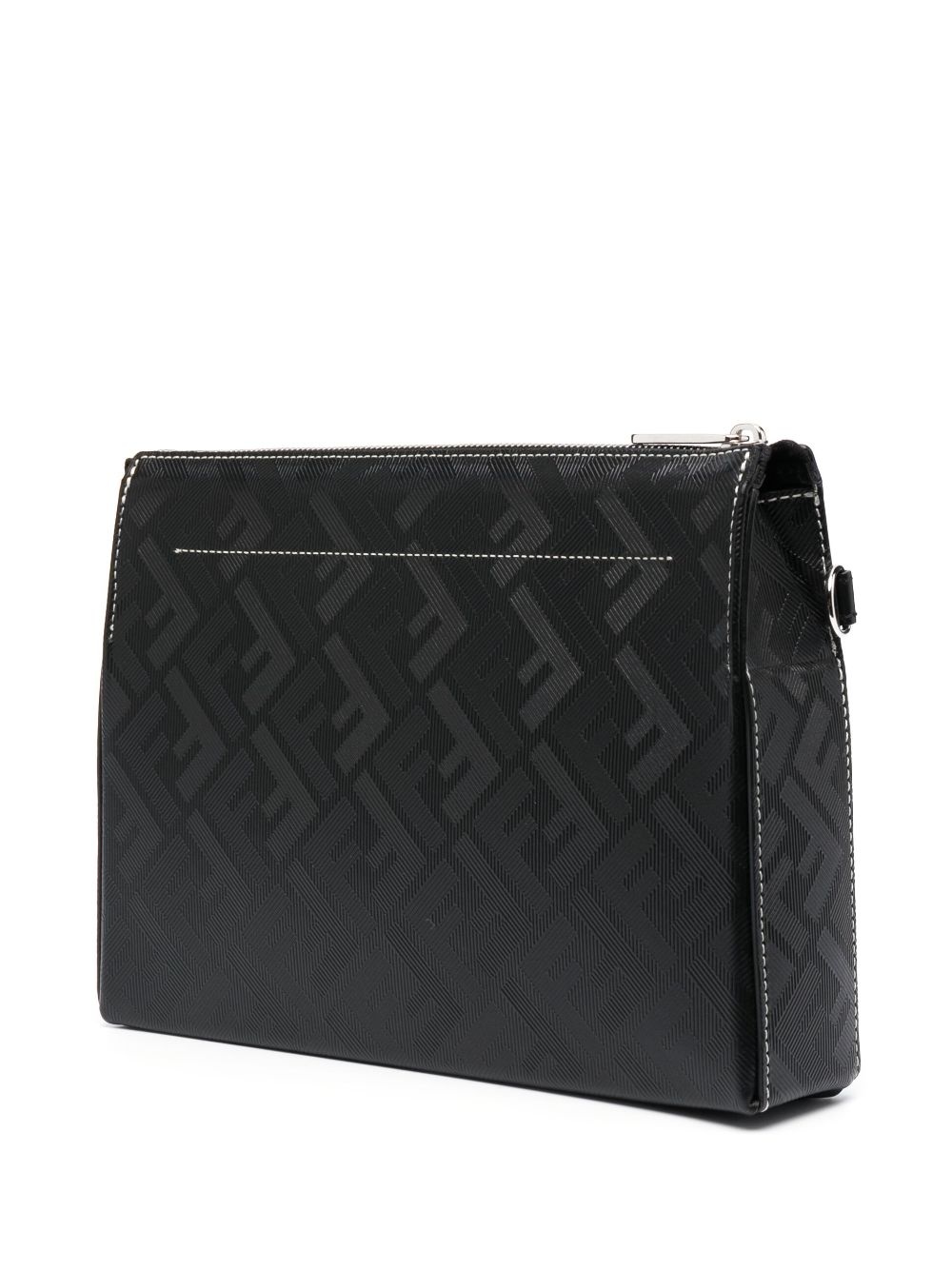 embossed-logo leather clutch bag - 3