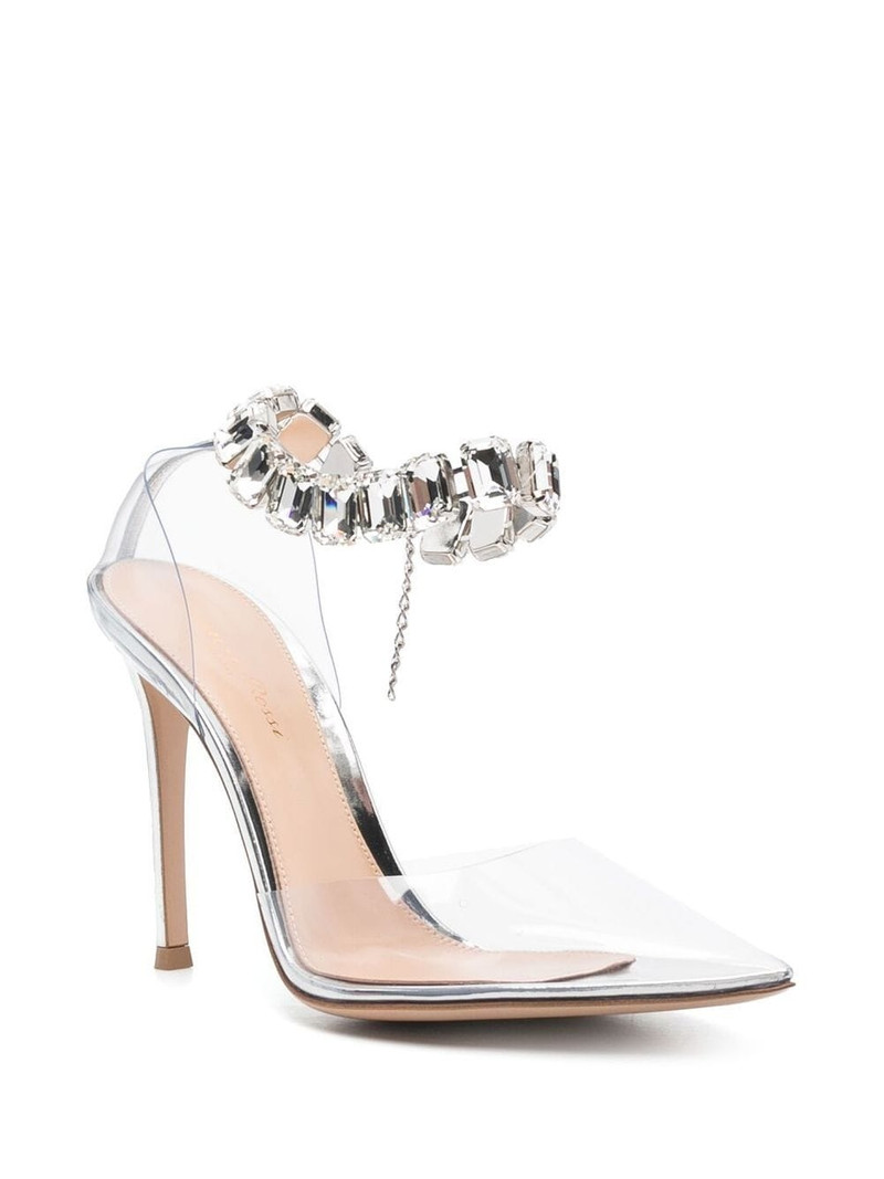 Gianvito Rossi crystal-embellished transparent pumps outlook