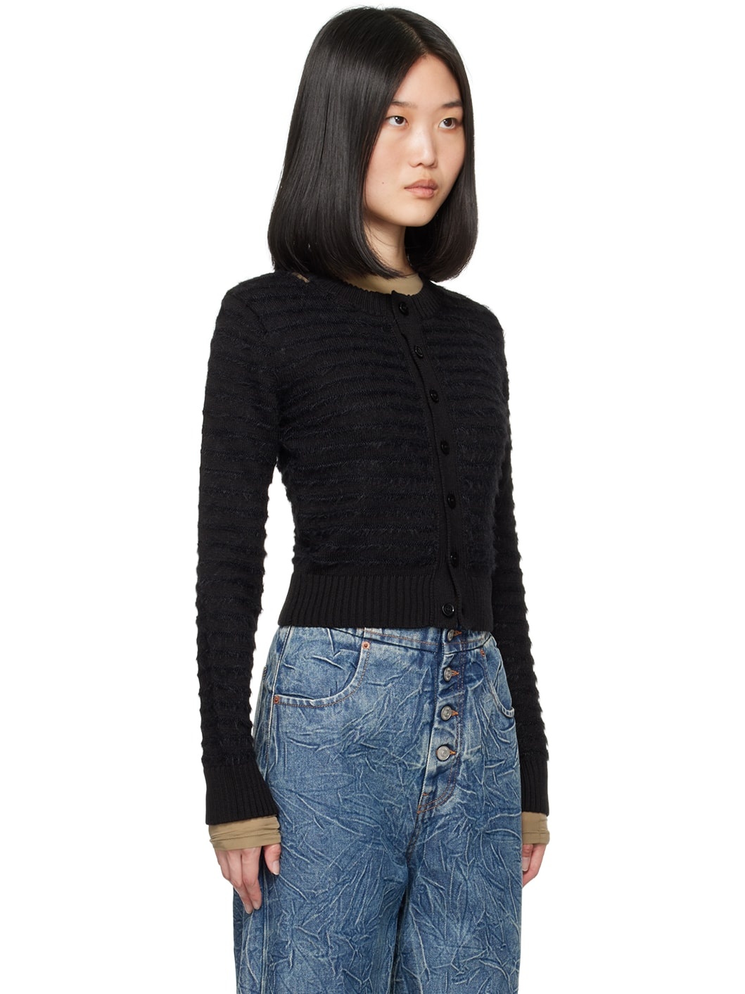 Black Striped Cardigan - 2