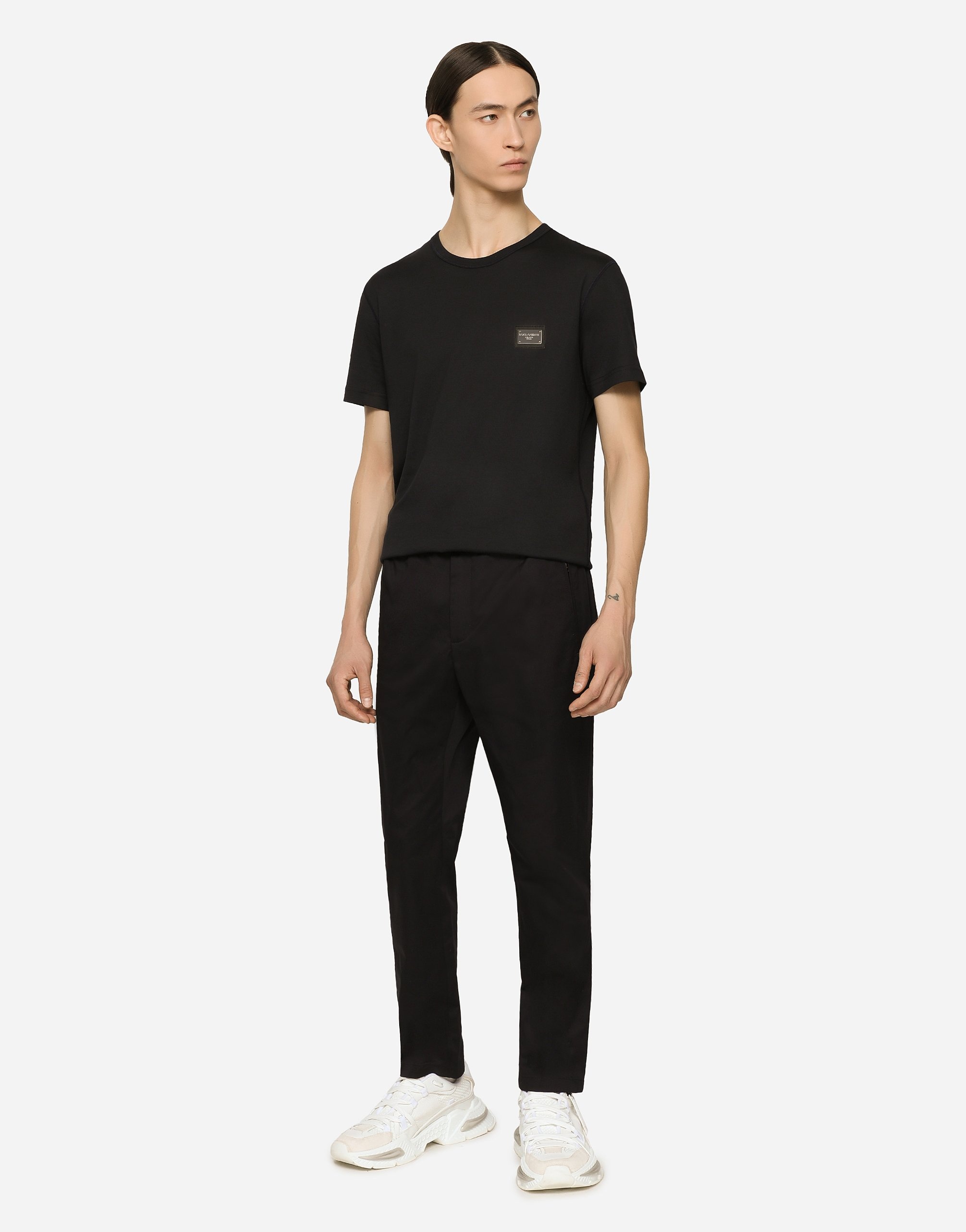 Stretch cotton jogging pants with tag - 2