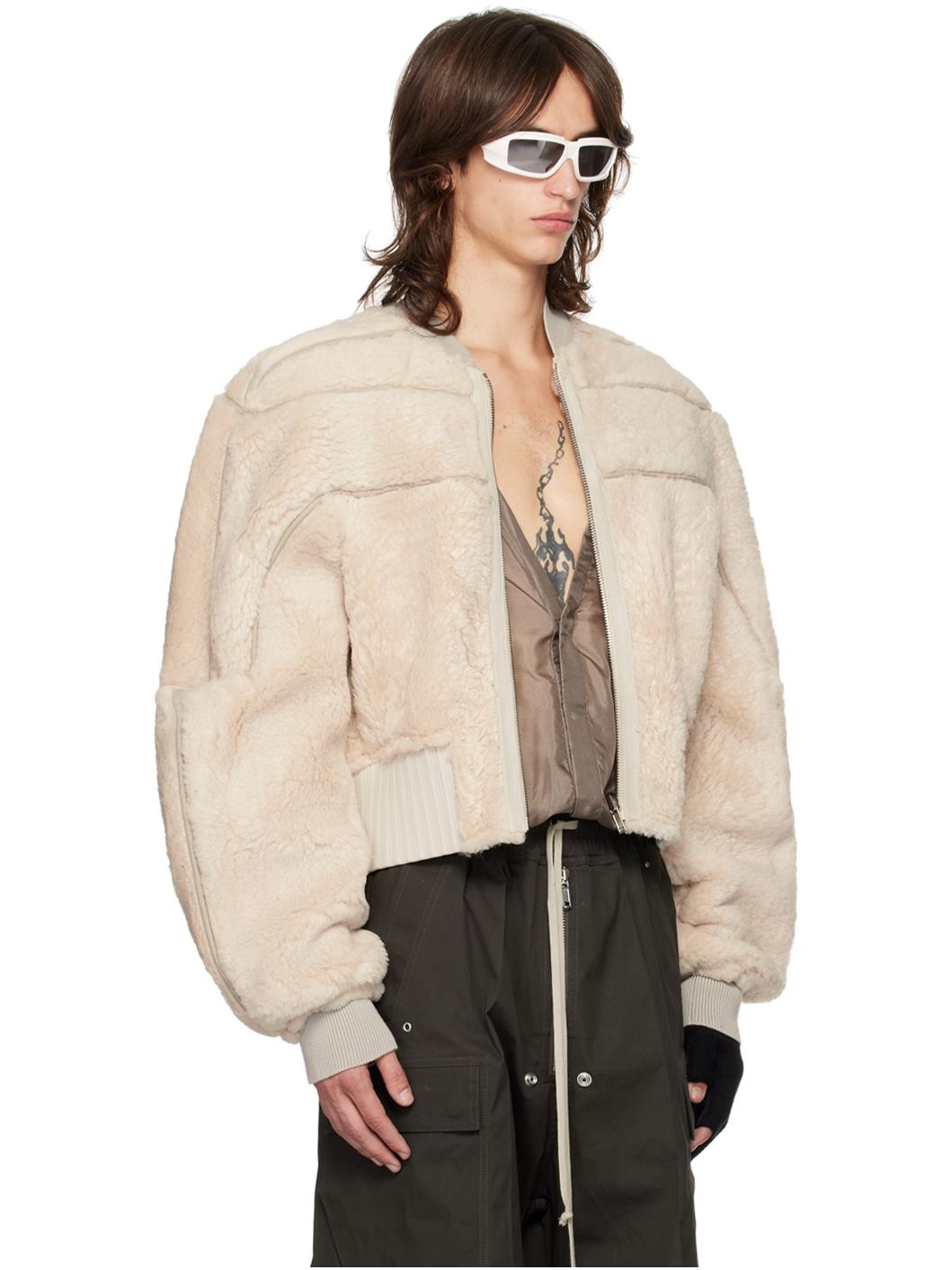 Off-White Porterville Girdered Reversible Shearling Bomber Jacket - 4