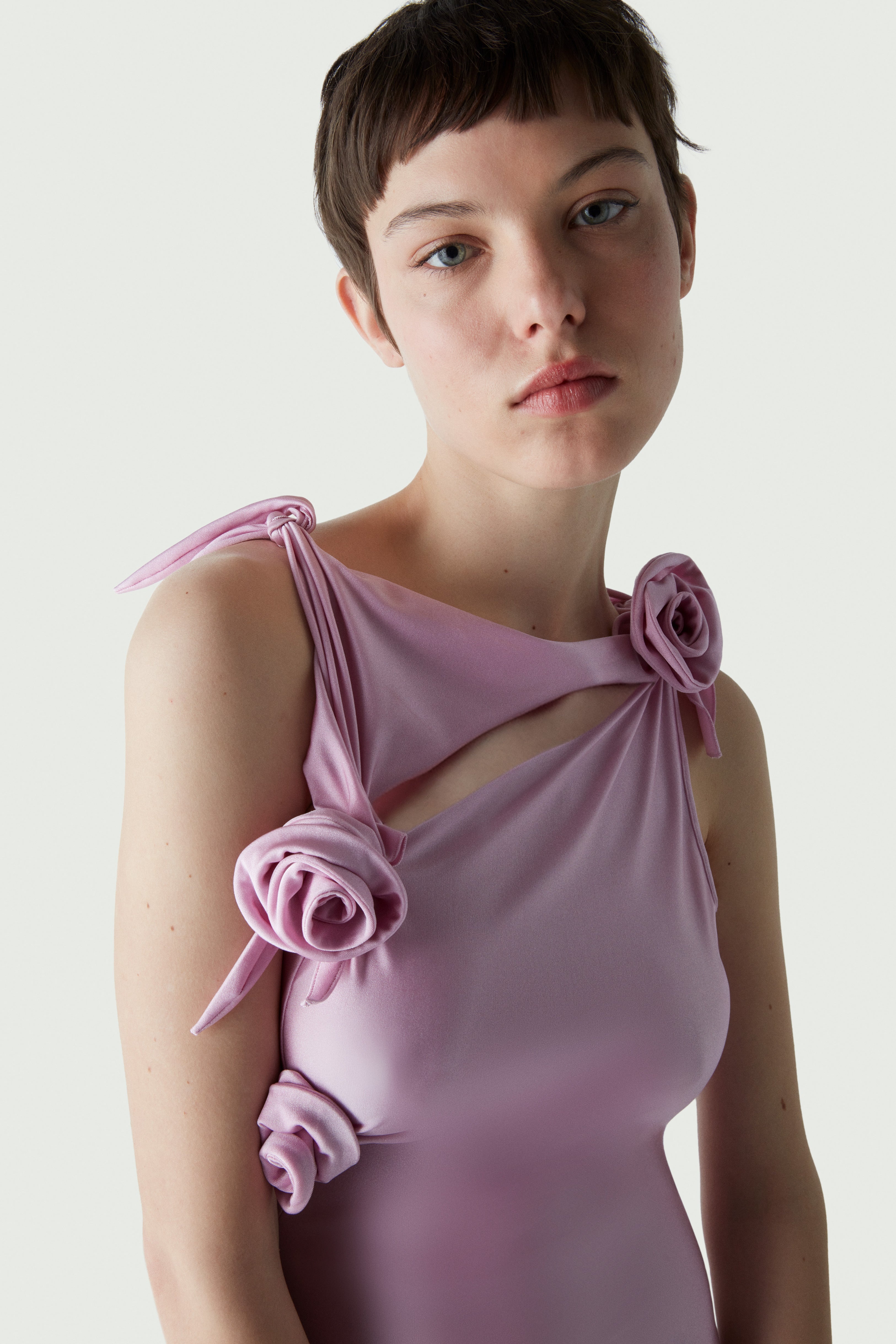 Asymmetric Flower Gown - 1