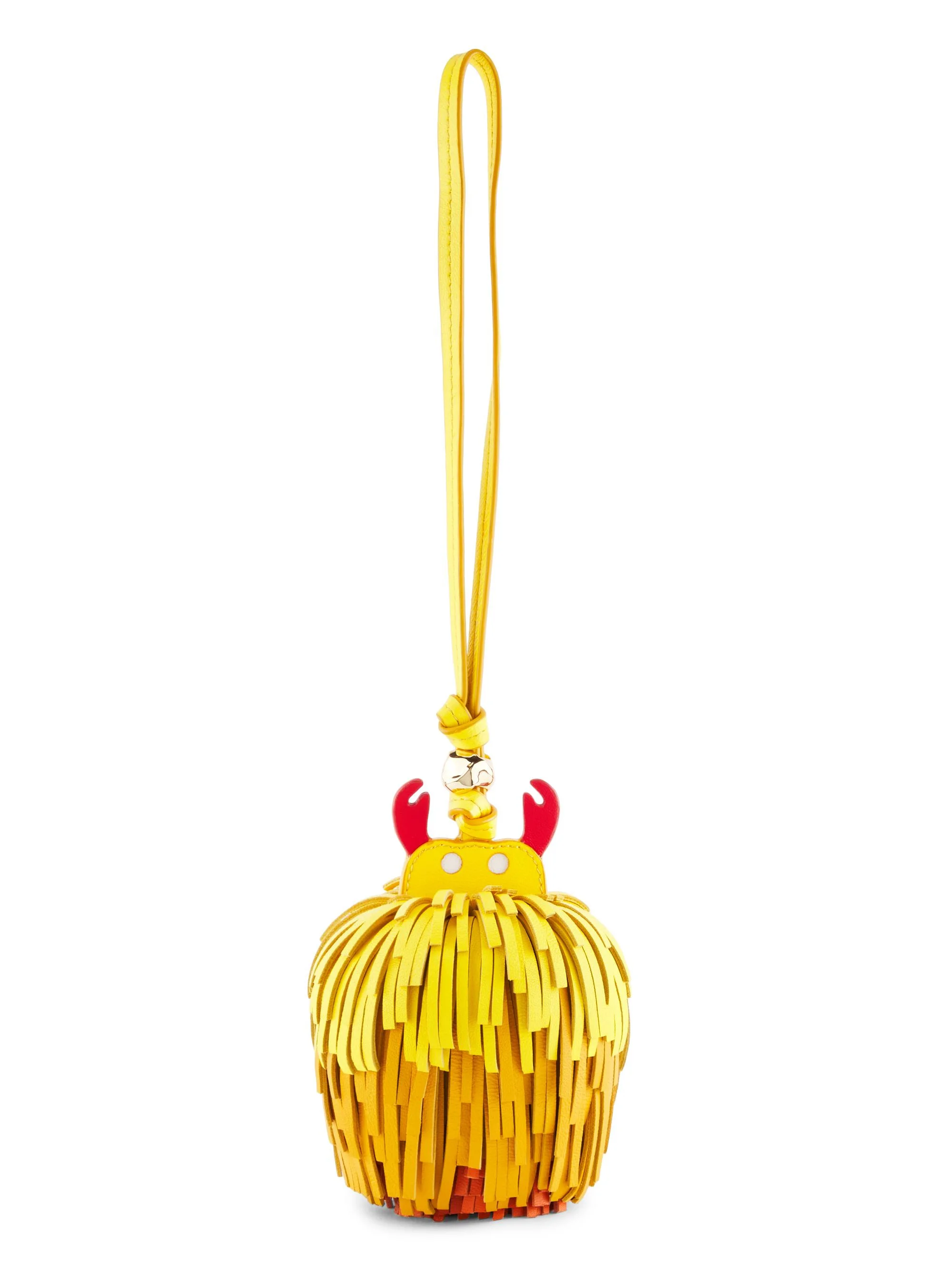 Women's Animal Fringed Leather Bag Charm - Yellow - 1