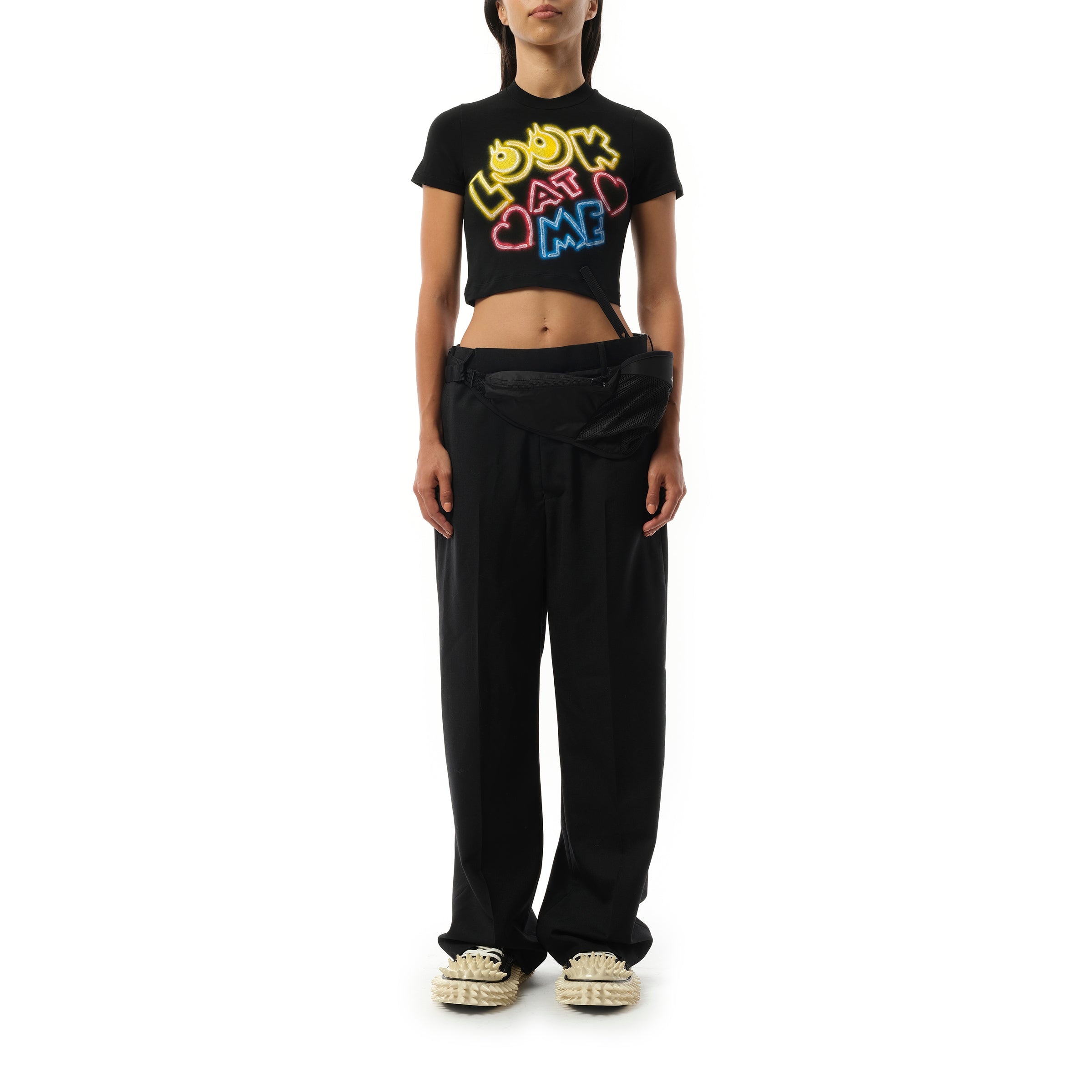 English Fan-Service Neon Paint T-Shirt in Black - 4