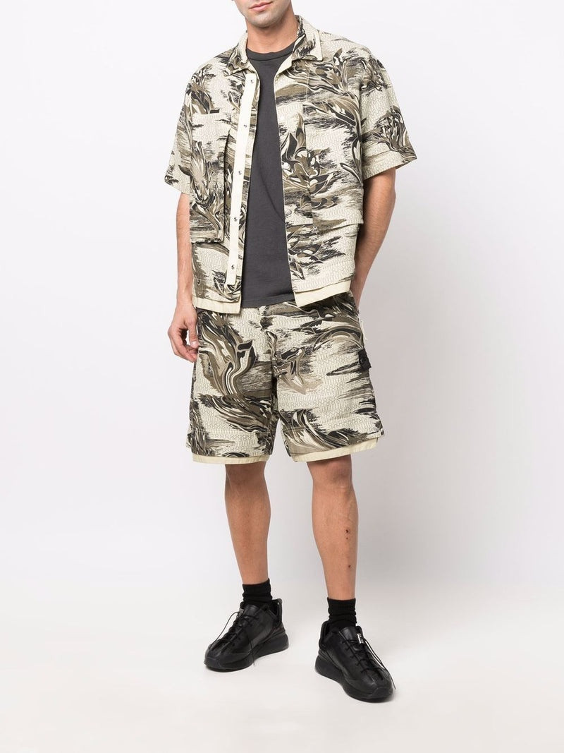 Stone Island Shadow Project STONE ISLAND SHADOW PROJECT  Abstract-print short-sleeve shirt Sand outlook