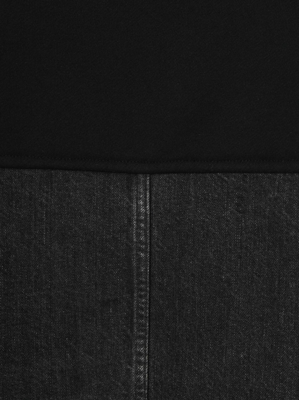 denim-panel cropped sweatshirt - 4