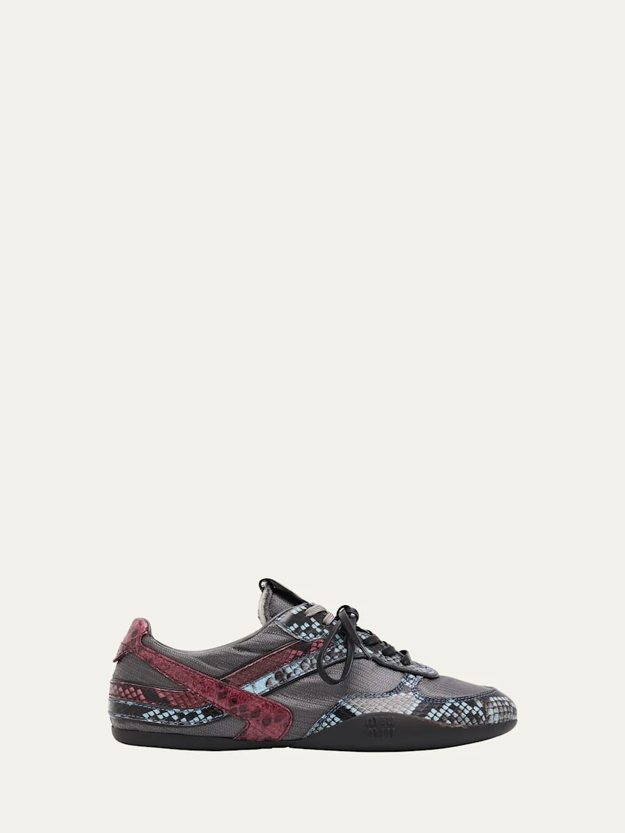Gymnasium Technical Fabric and Python Low-Top Sneakers - 1