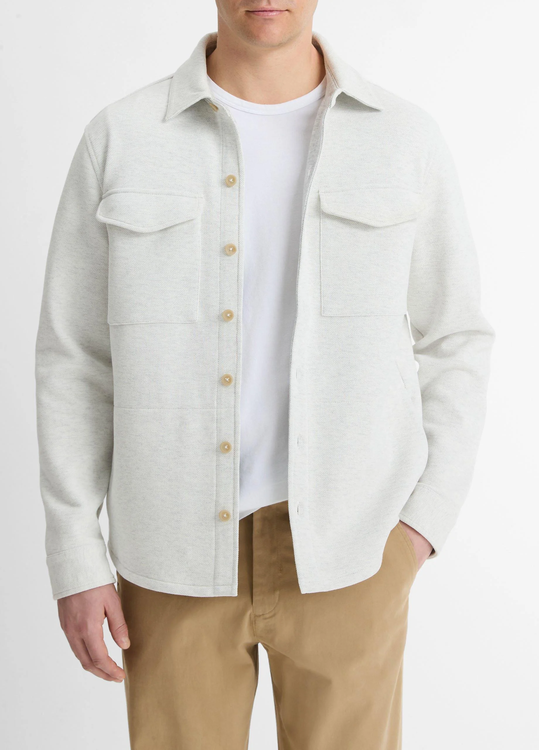 Double-Knit Cotton-Blend Piqué Shirt Jacket - 1