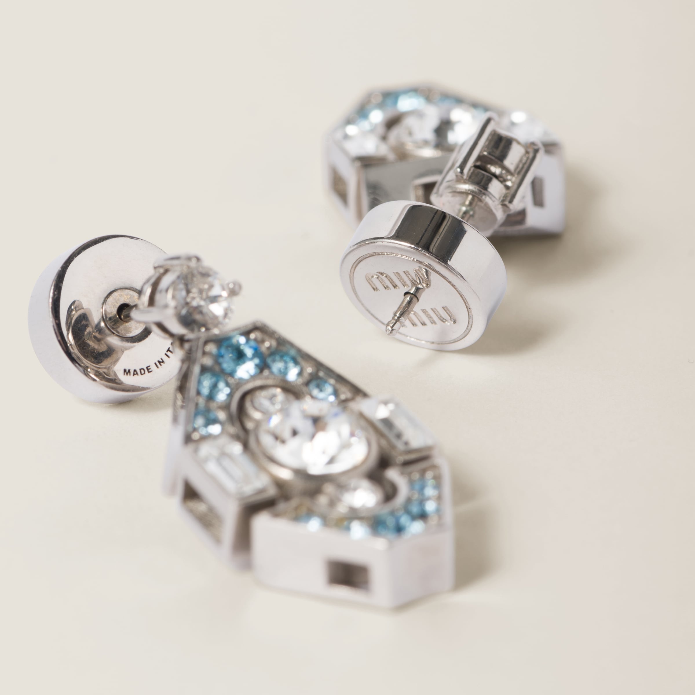 Metal earrings with crystals - 3
