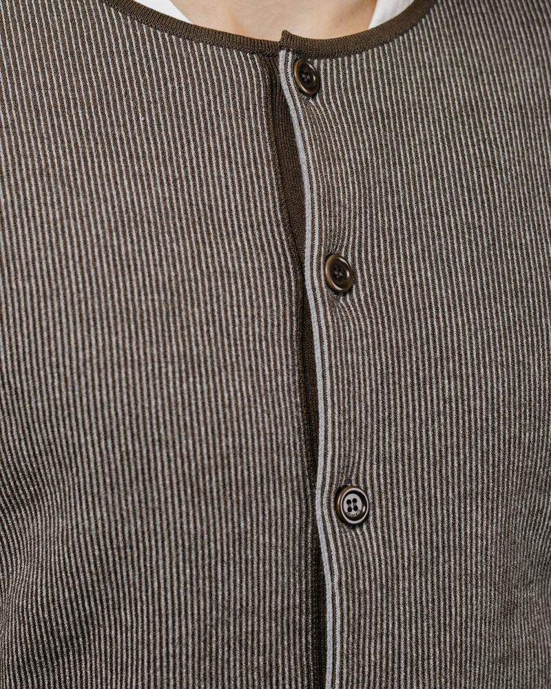 Stripe Button Up Cardigan Brown 3