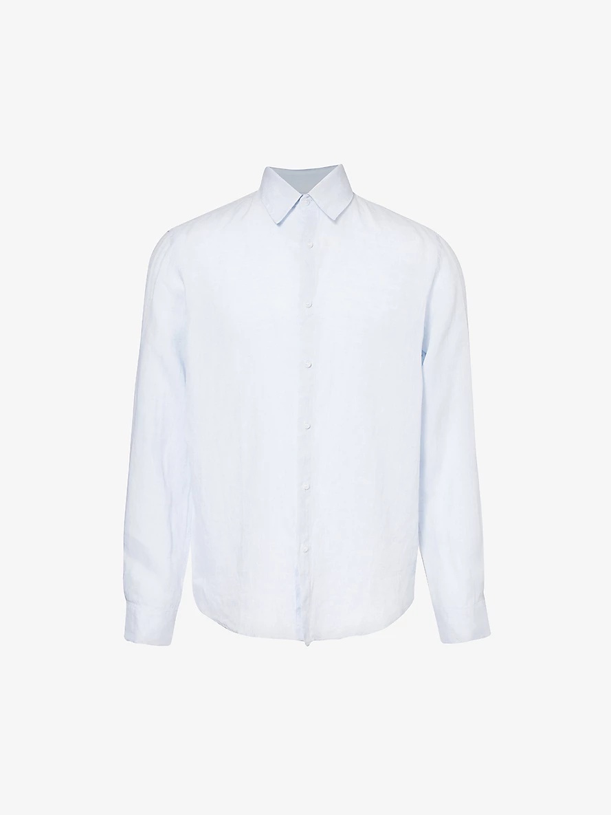 Curved-hem regular-fit linen shirt - 1
