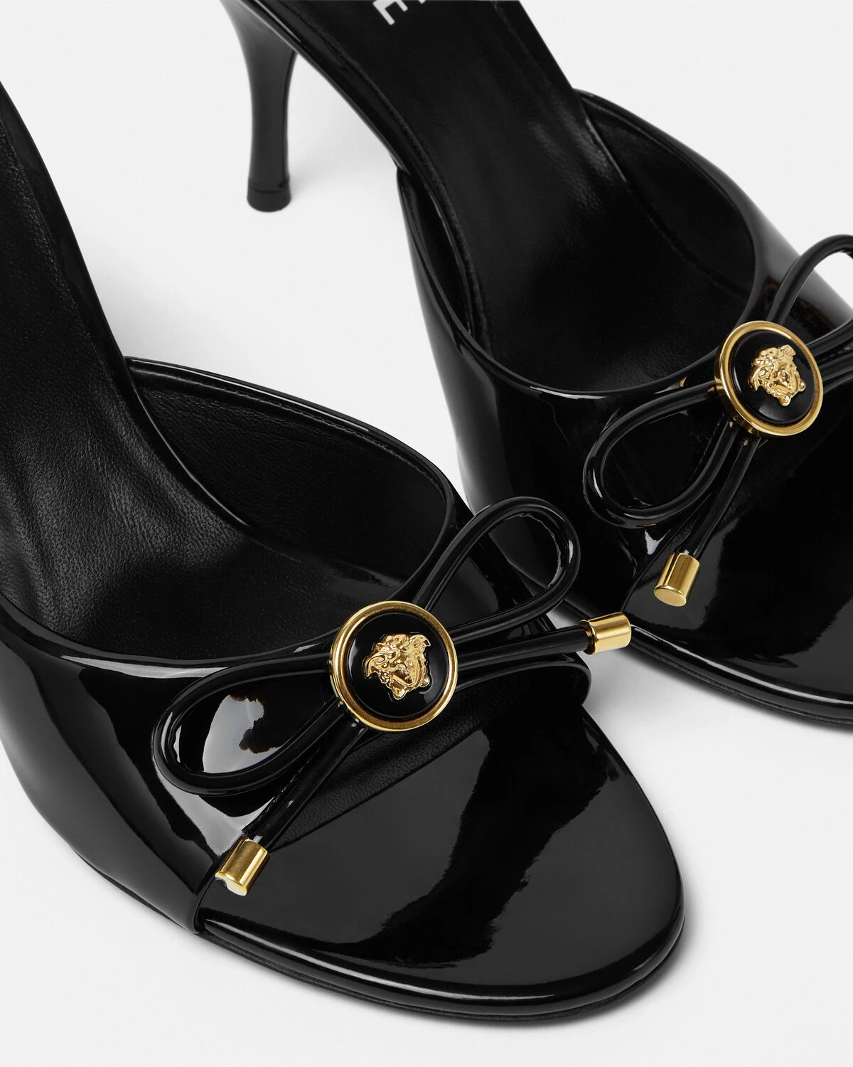 VERSACE Opera Bow Patent Mules 85 mm | REVERSIBLE