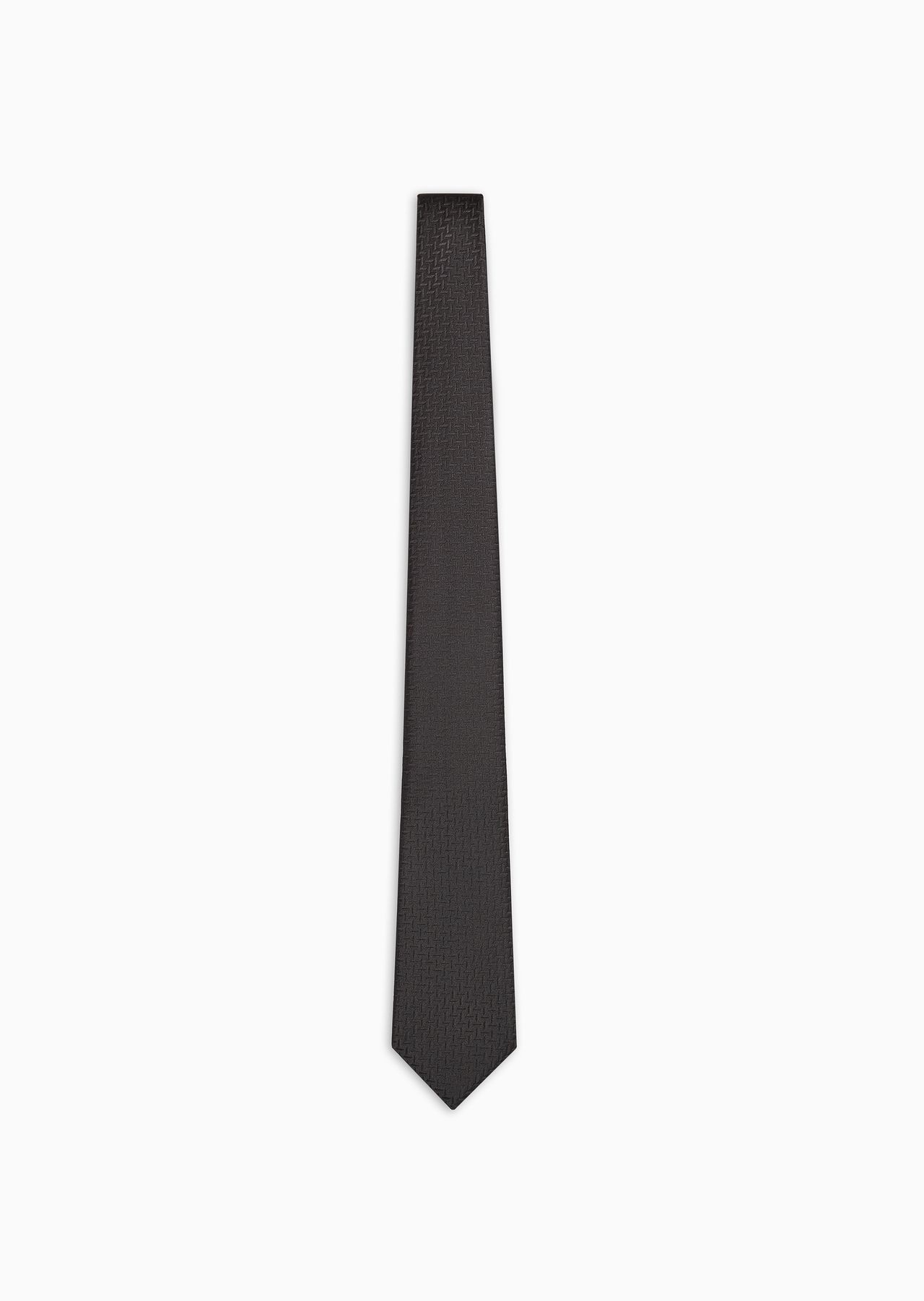 Silk-blend tie with jacquard chevron motif - 1