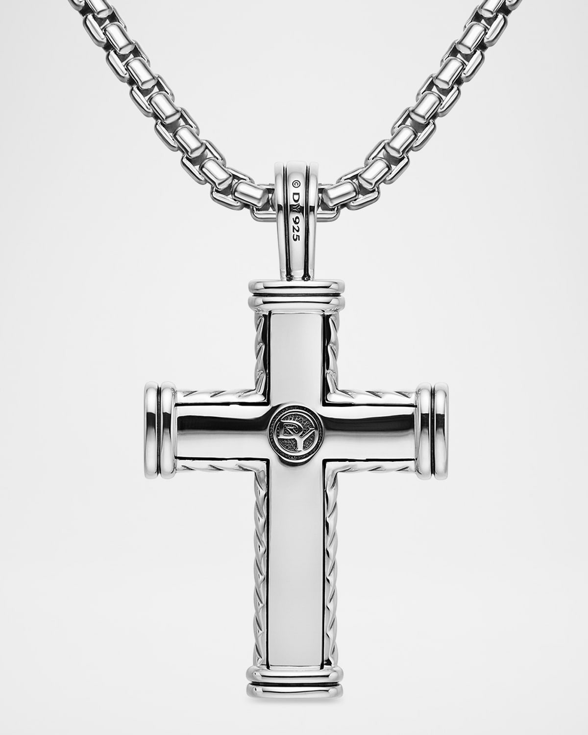 Men's Chevron Cross Pendant with Diamonds in Silver, 41.7mm - 5