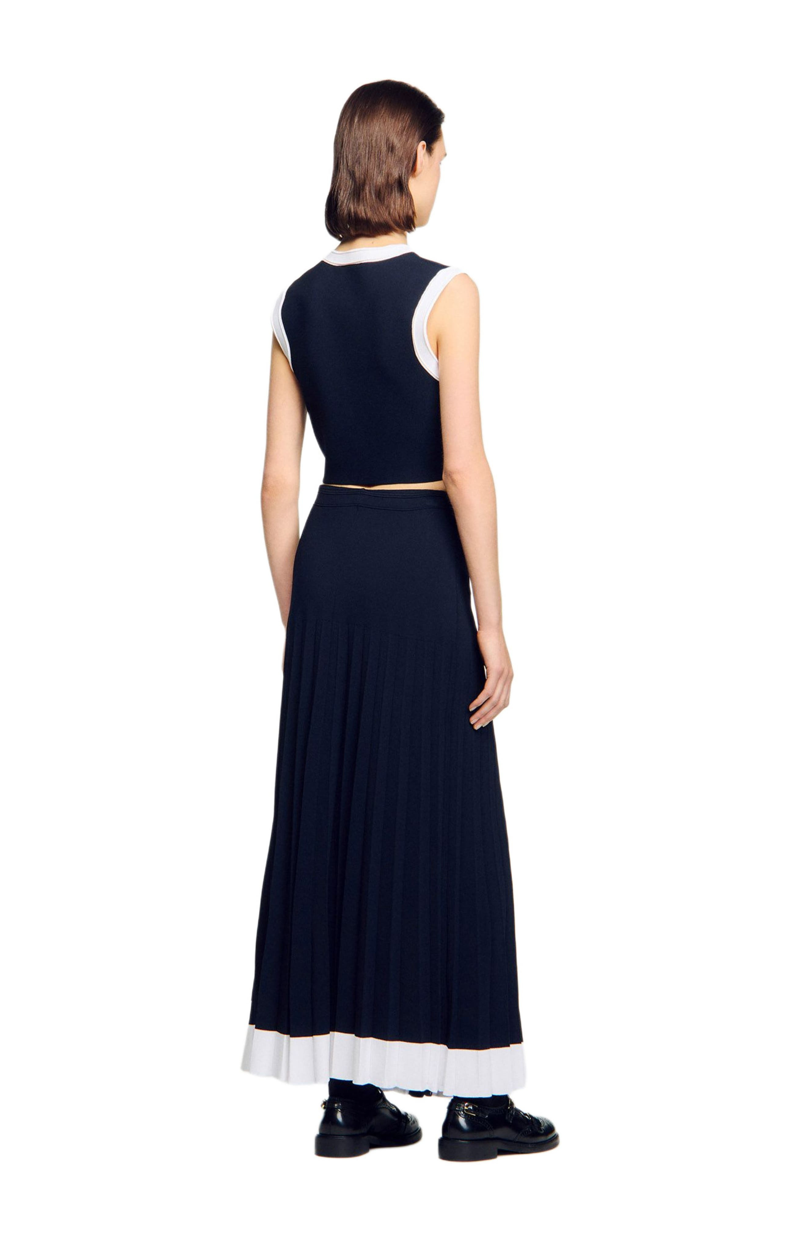 SANDRO Long two-tone knit skirt in Navy Blue at Nordstrom - 2