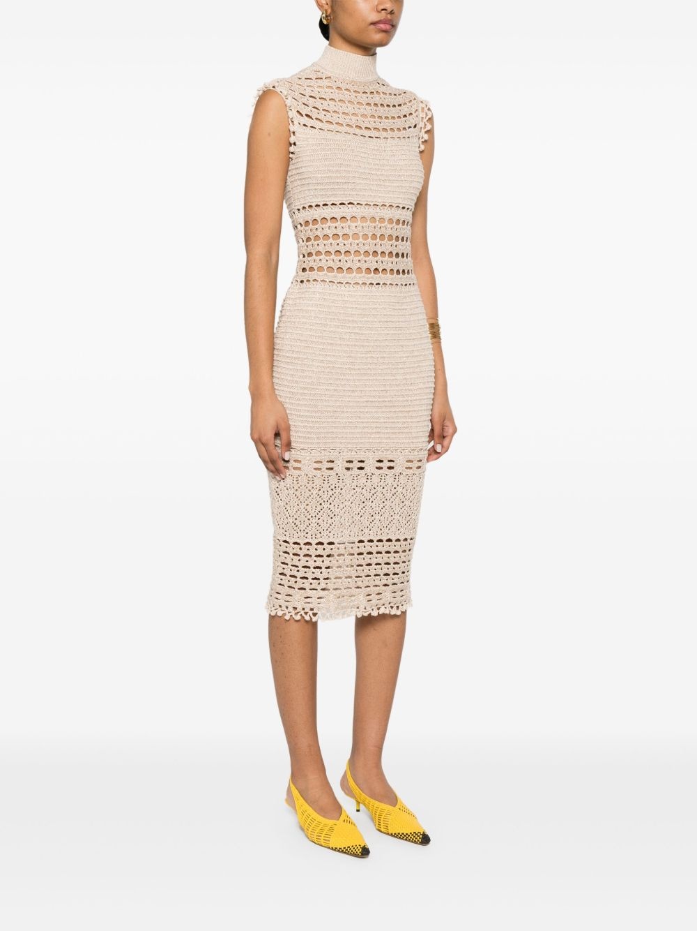 crochet-knit midi dress - 3