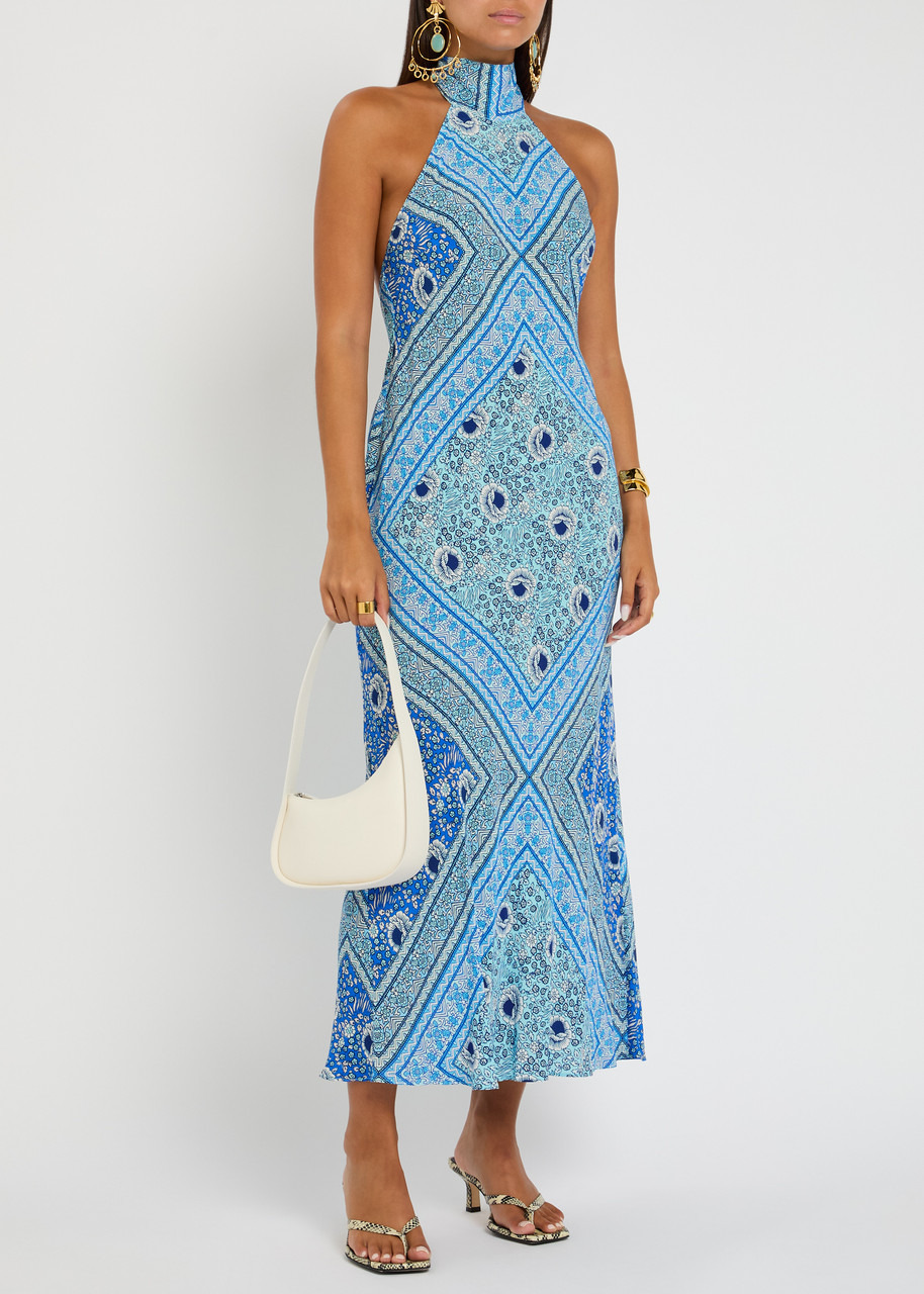 Rixo Maura Patterned Halter-neck Chiffon Midi Dress - 4