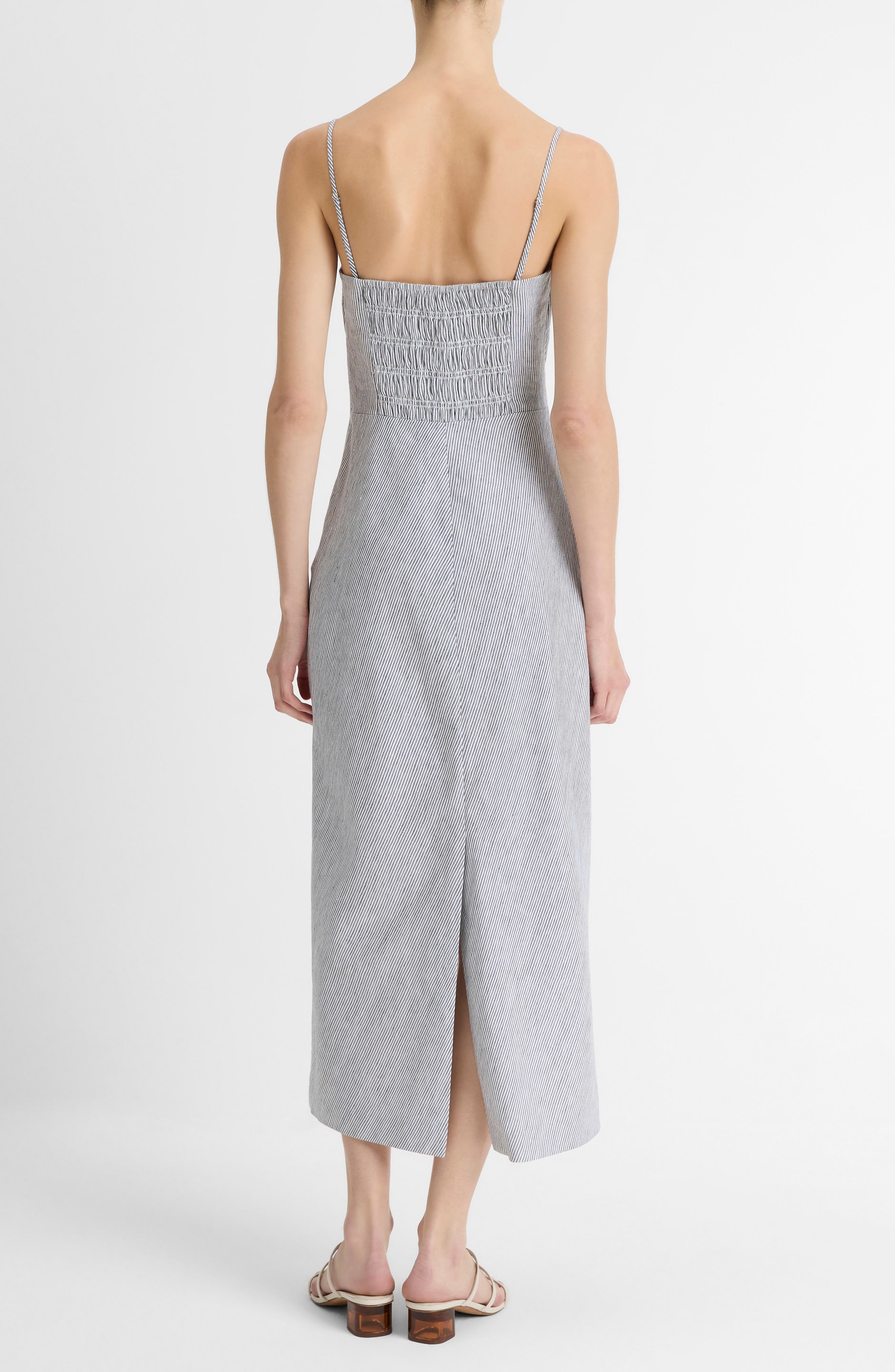 Vince Ticking Stripe Sleeveless Maxi Dress in Iris Slate/Off White at Nordstrom - 2