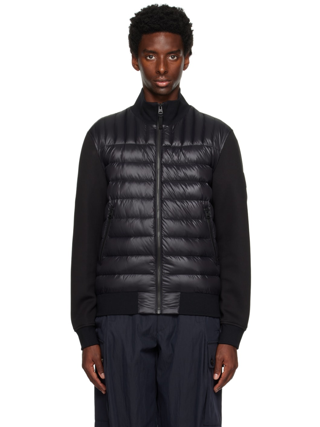 Black Collin Down Bomber Jacket - 1