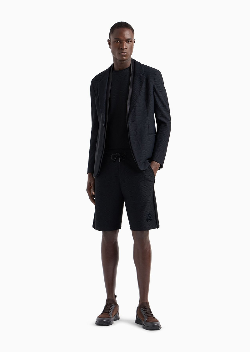 GIORGIO ARMANI Crew neck T-shirt in technical waffle with flocked logo outlook