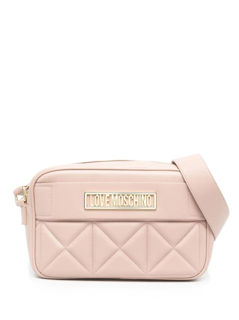 logo-plaque quilted cross-body bag 1