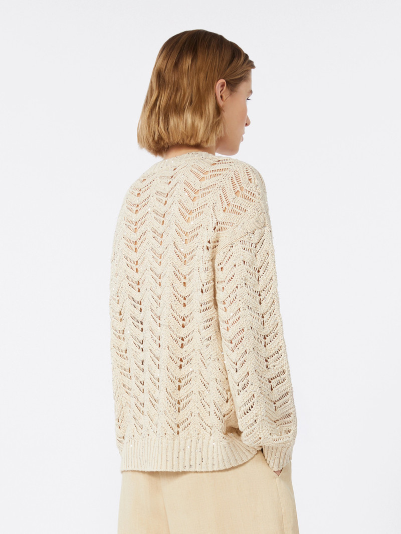 FELINO Cotton yarn and sequin sweater - BEIGE 4