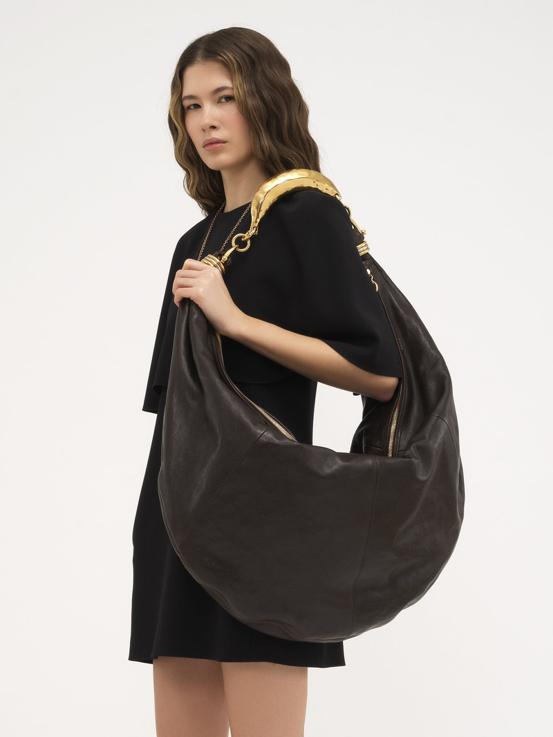 OVERSIZED BRACELET HOBO BAG IN GRAINED LEATHER 8