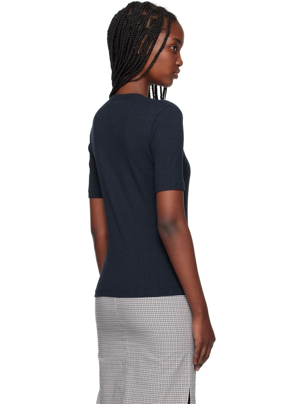 Blue Baby Fox Ribbed Fitted T-shirt - 3