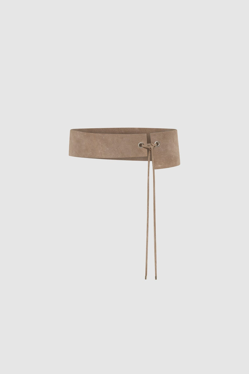 Suede Asymmetric Belt - Almond 7