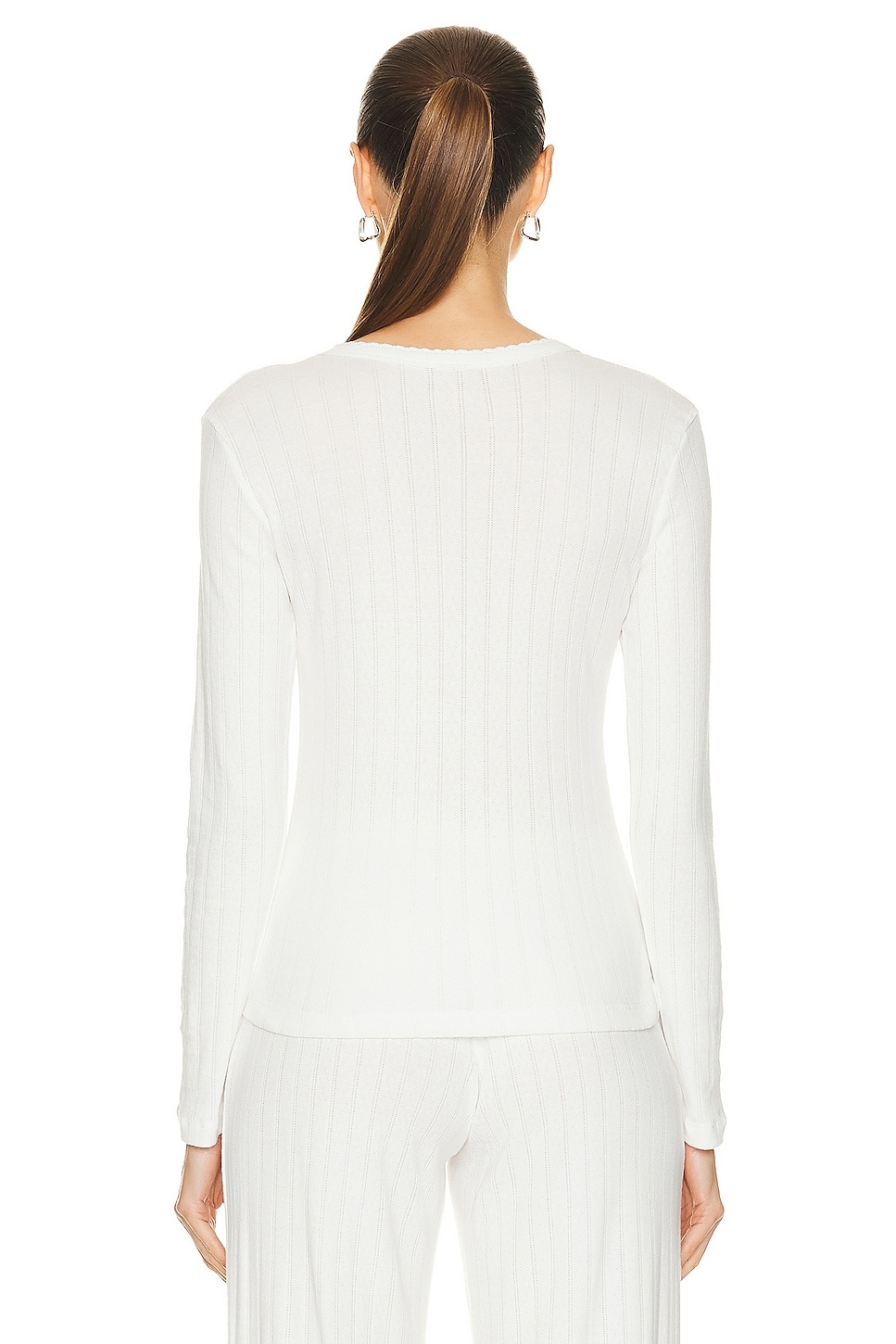 Pointelle Slim Fit Long Sleeve Top - 3