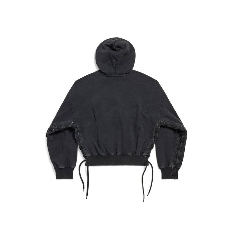 Women's Loop Sports Icon Lace-up Hoodie in Faded Black 7