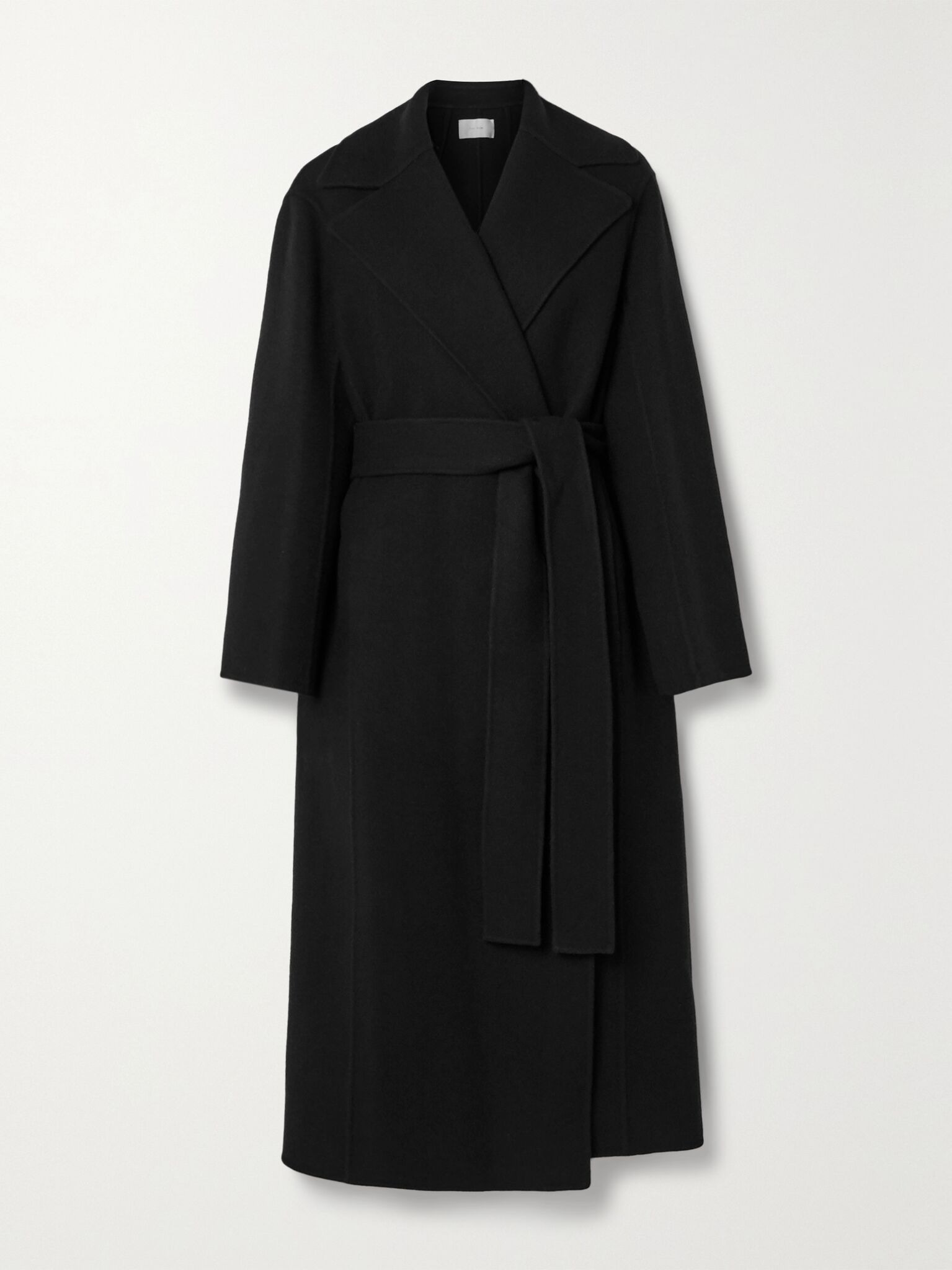 Essentials Malika belted wool-blend felt coat Black - 1