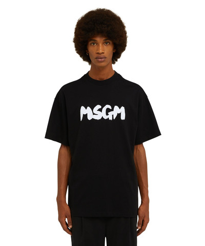 MSGM Cotton crewneck t-shirt with new brushed MSGM logo outlook
