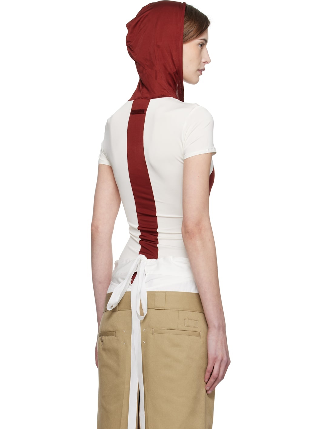 White & Burgundy 'The Chevrons' Hoodie - 3