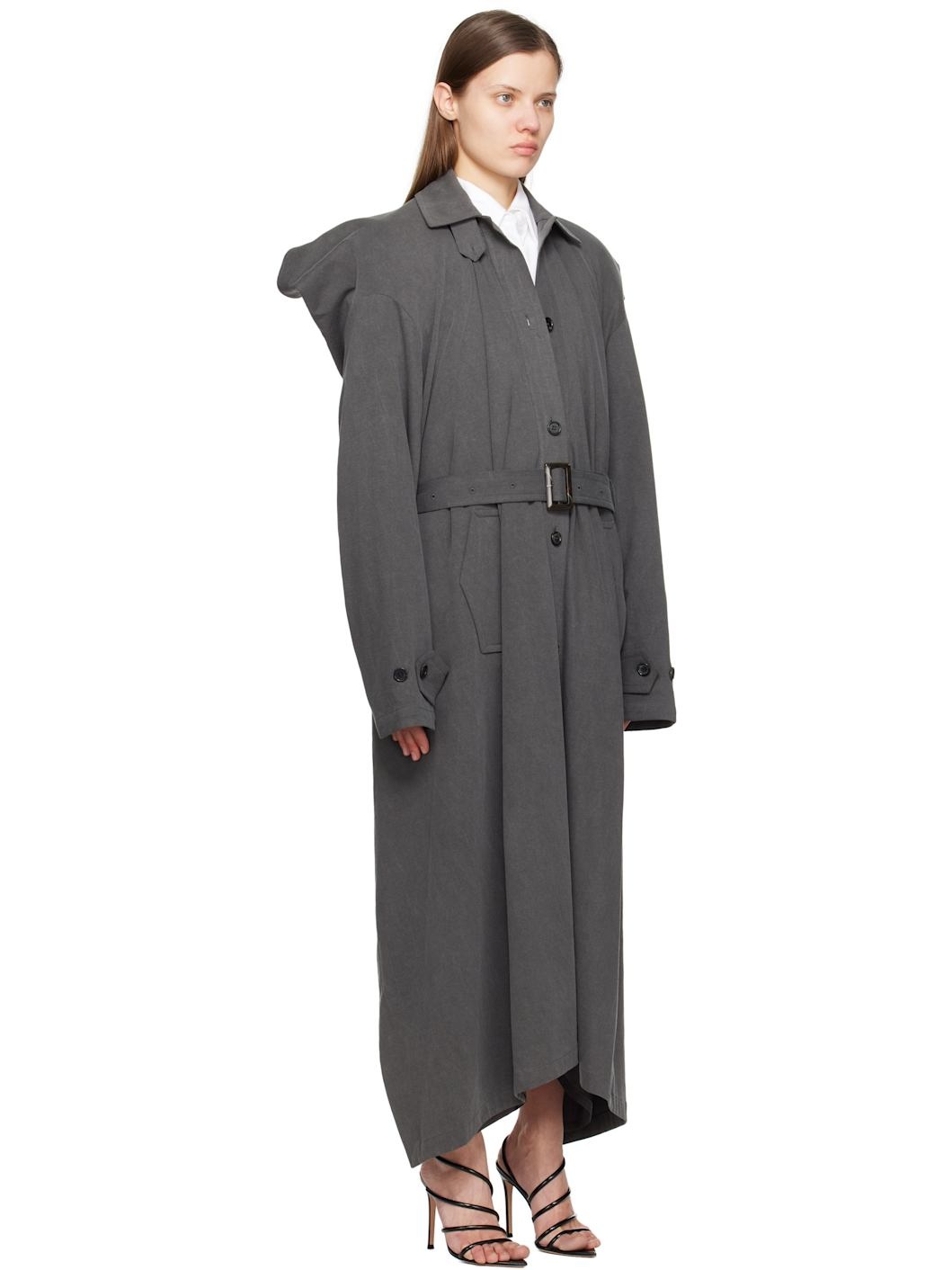 Gray Square Trench Coat - 2