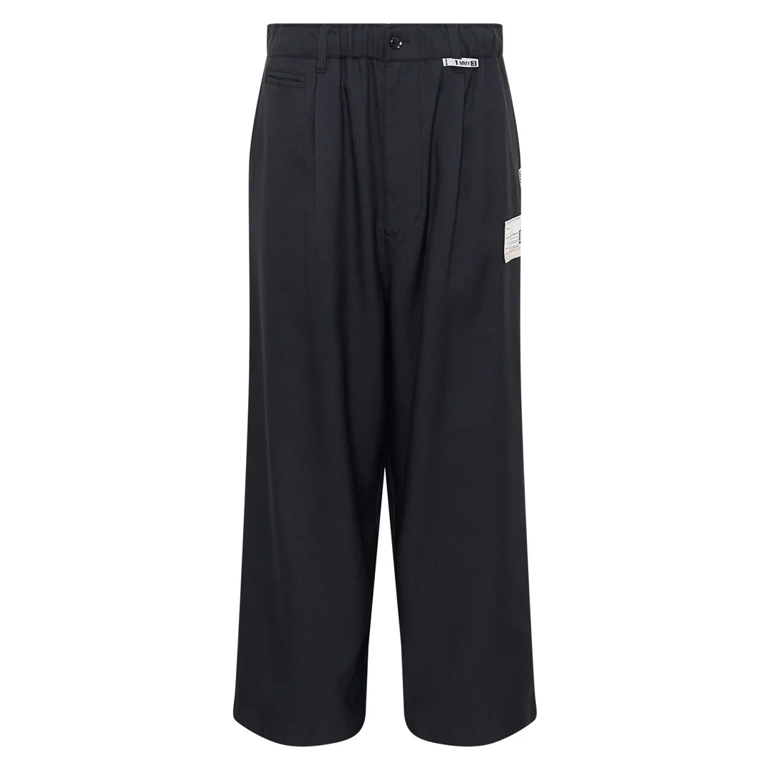 Layered Twill Wide-Leg Pants - 1